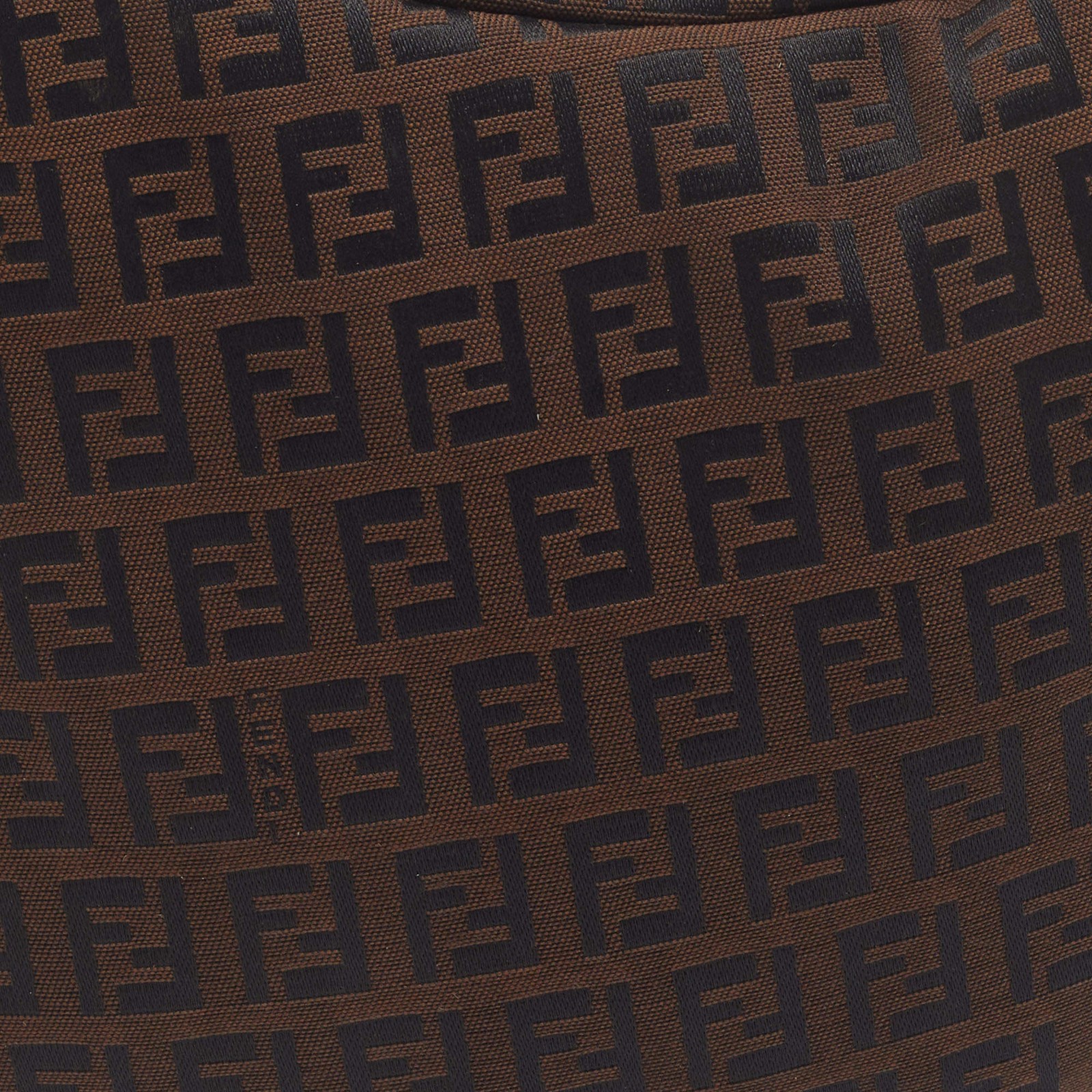 Fendi Oyster BrownBlack Zucchino Canvas Hobo