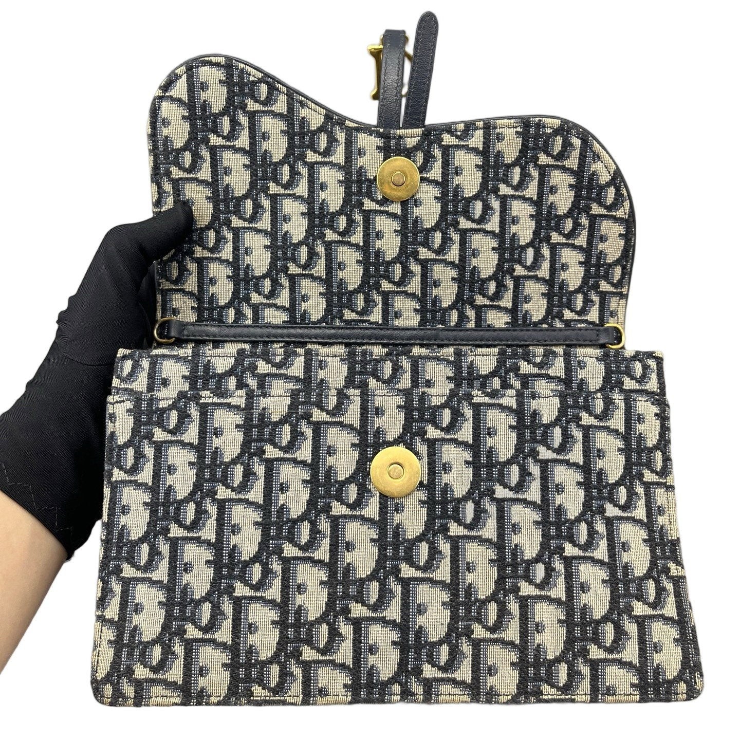 Dior Embroidered My Dior Daily Chain Pouch Blue Beige Oblique (ym052726c9r)