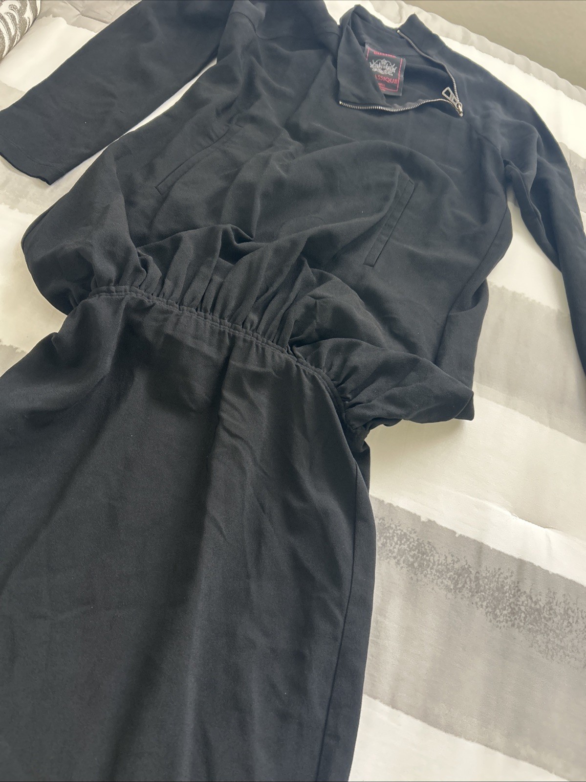 Vtg Jean Paul Gaultier Paris Classique 4 Long Black New Dress Long 3/4 Sleeve