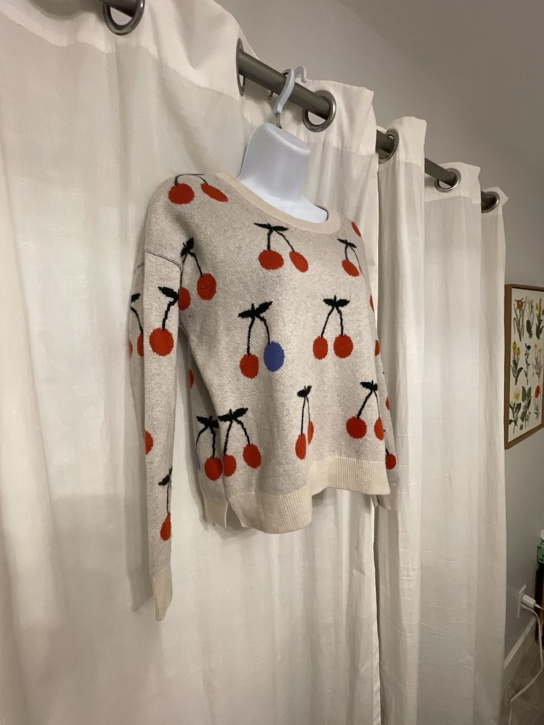 Madewell Cherry Jacquard Pullover Sweater in Merino Wool BlendPreppySoft XXS
