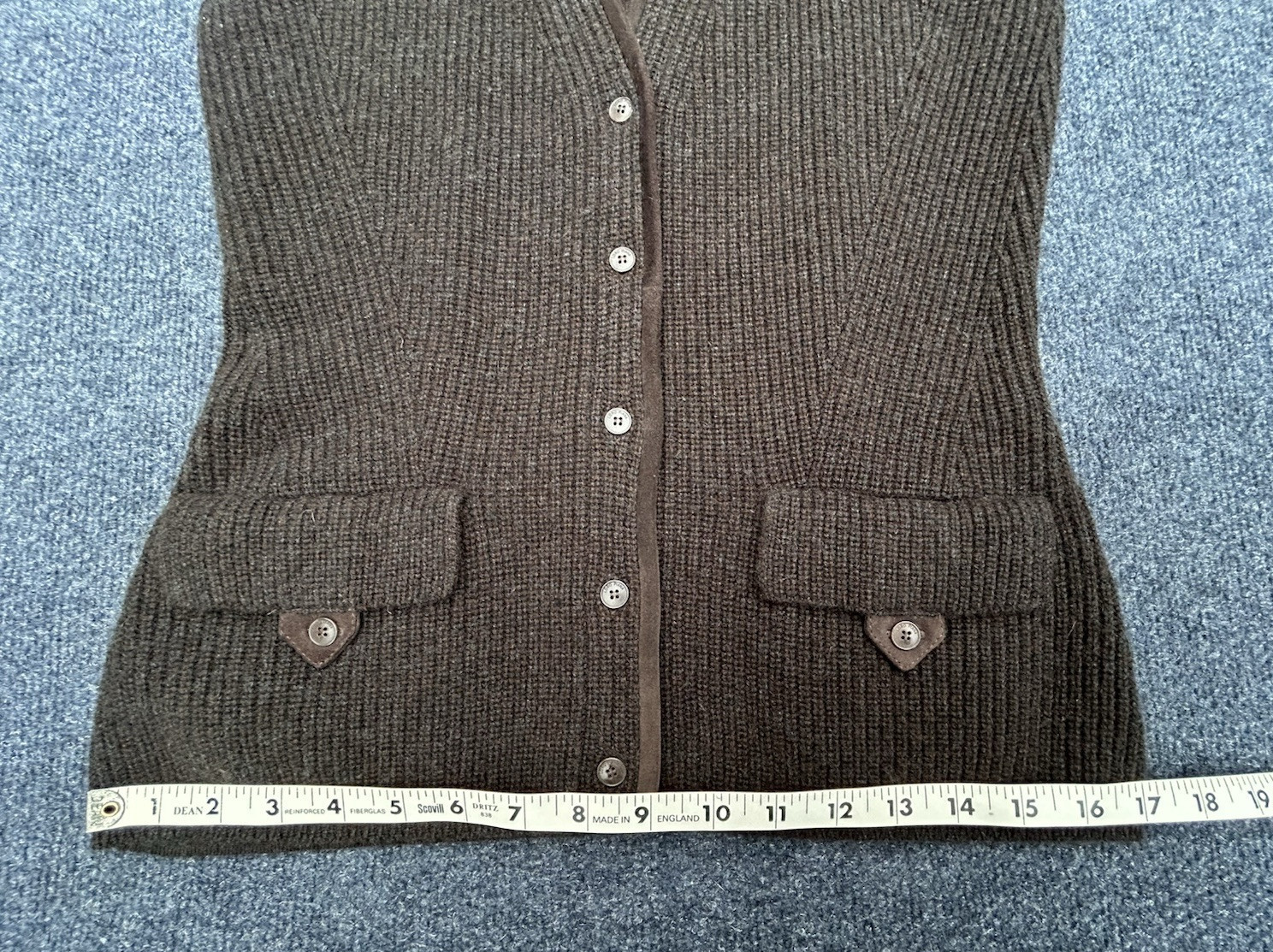 LORO PIANA Italy 100% Cashmere & Suede Goatskin Dark Brown Sweater Vest 40 Small