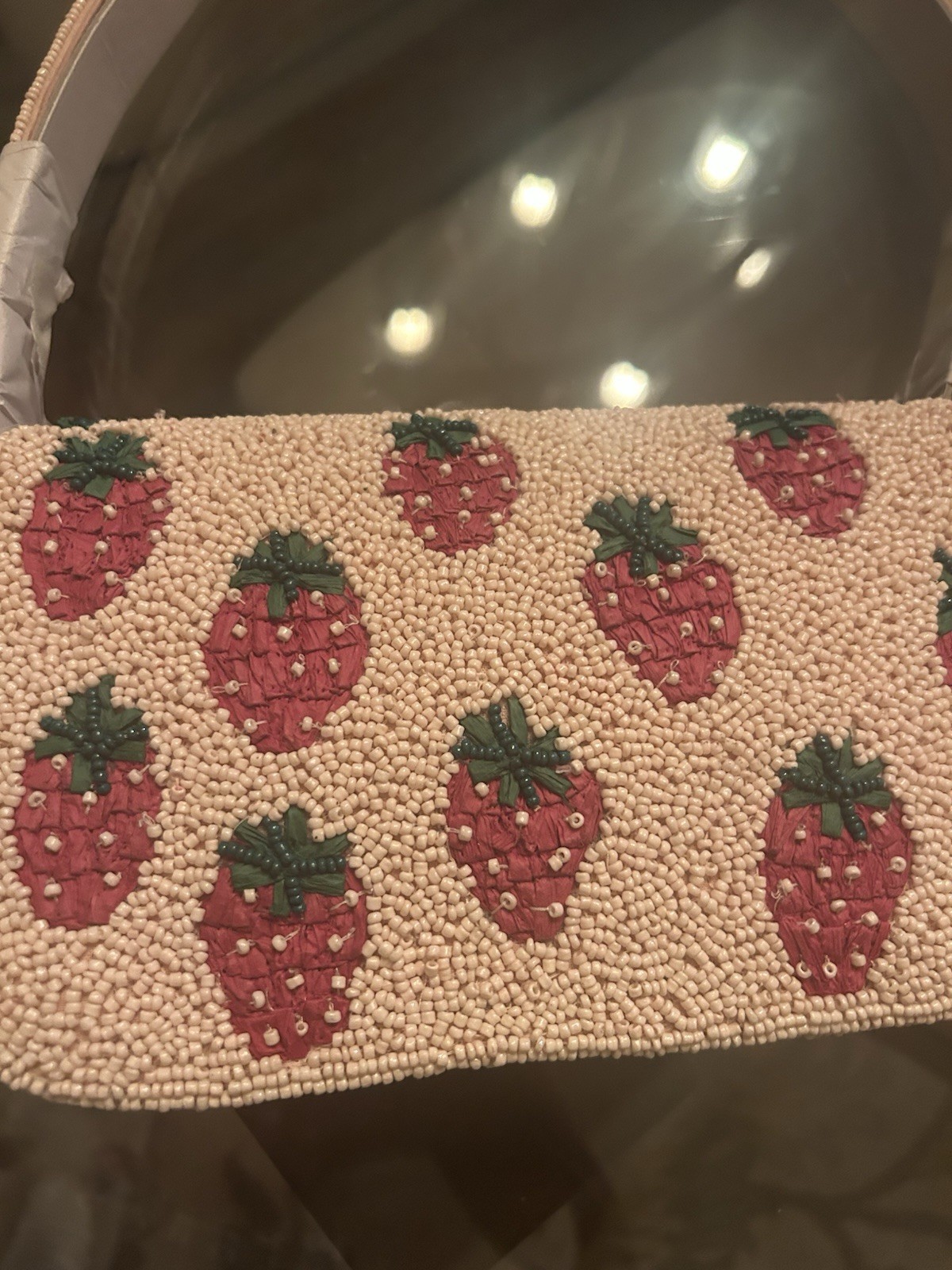 NEW Anthropologie Fiona Strawberry Field Beaded Bag Food Drink Edition
