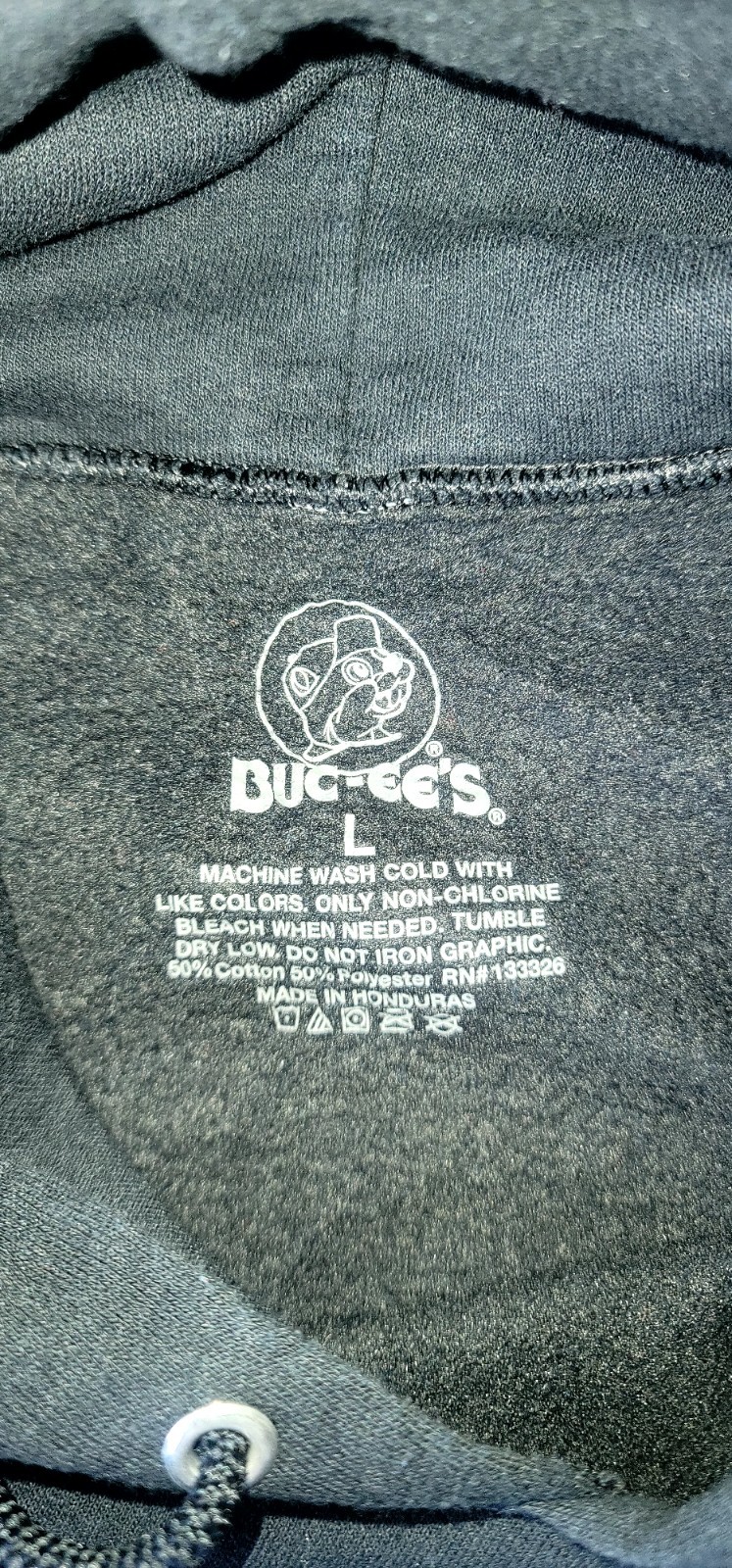 Buc-ee’s Men’s L Black Pullover Hoodie Graphic Logo Print Fleece Pockets