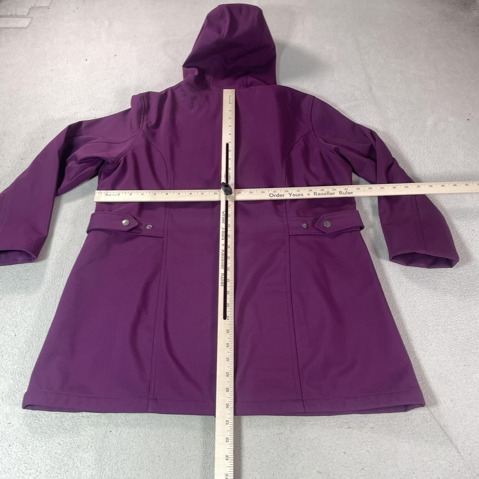 FreeTech Coat Womens XL Purple Softshell Hooded Mid Length Parka Outdoor Hike