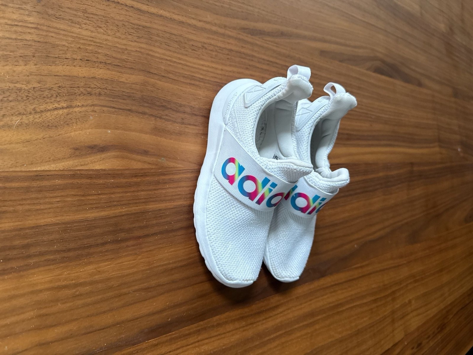 Adidas Kids Lite Racer Adapt 4.0 Slip-On Sneakers White Rainbow Size 11.5K