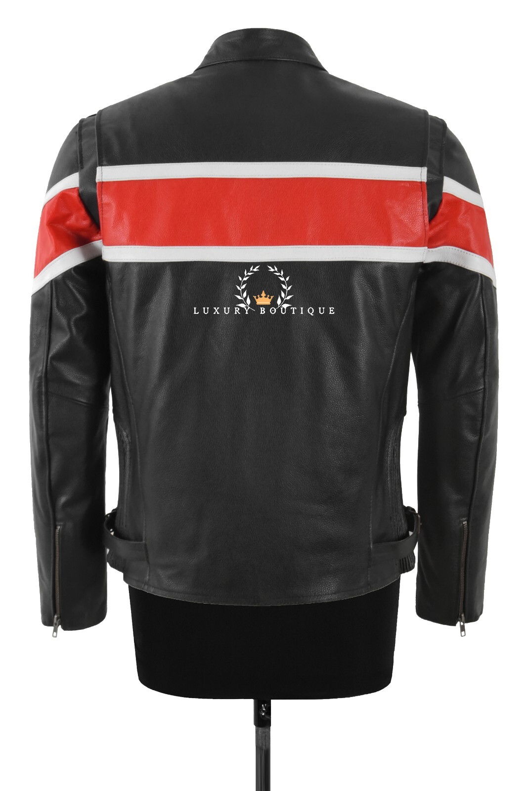 THUNDERSTRIKE Men’s Biker Leather Jacket Black Cafe Racer Style Motocross Jacket