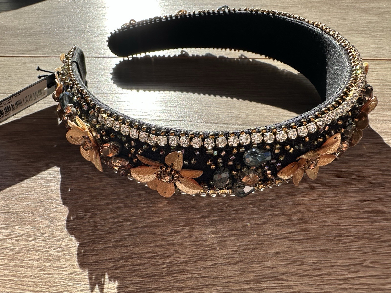 L. Erickson France Luxe Beaded Flower Crystal Beads Headband New