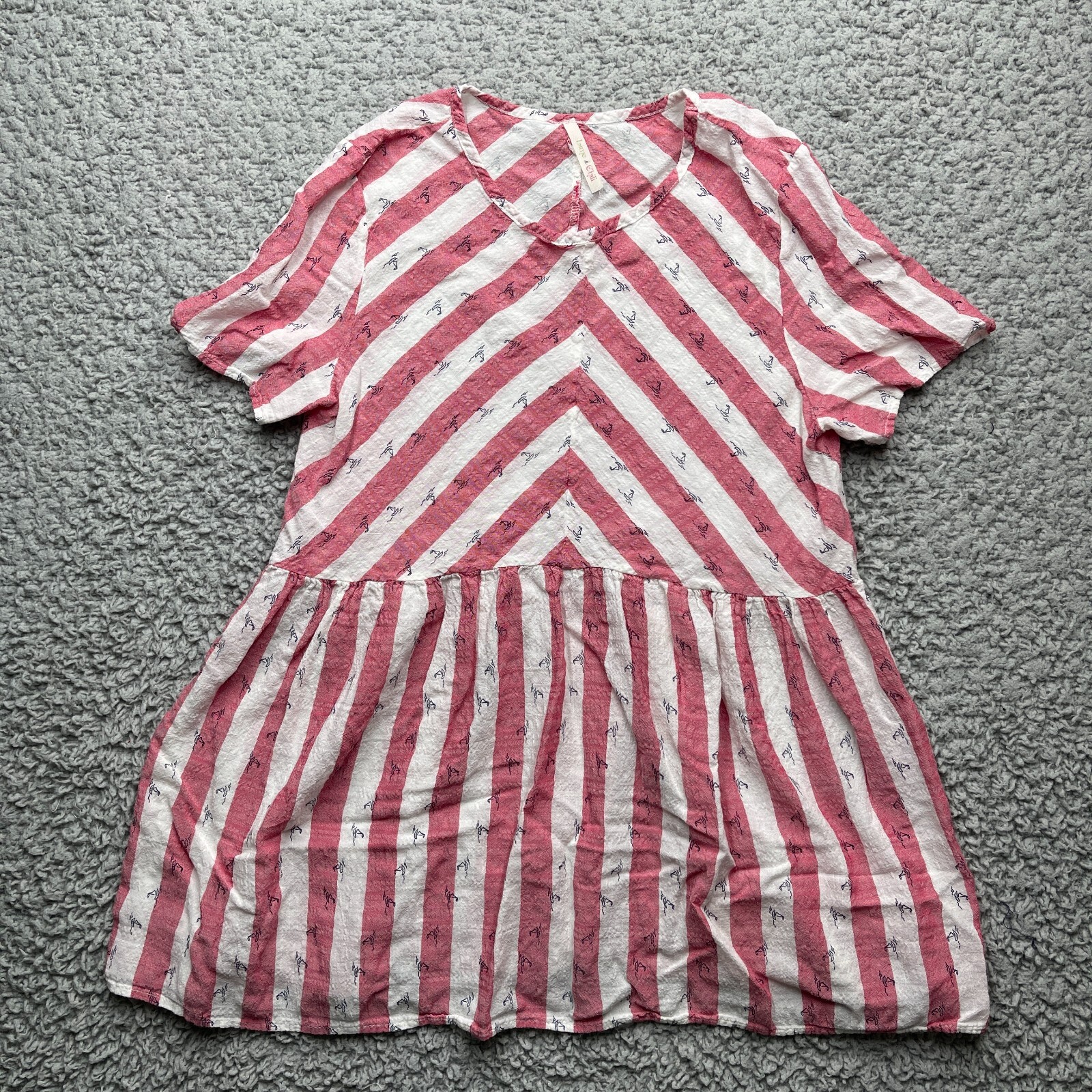 Lime N Chili Shift Dress Womens S Candy Striped Boating Graphic Pinup Sailor