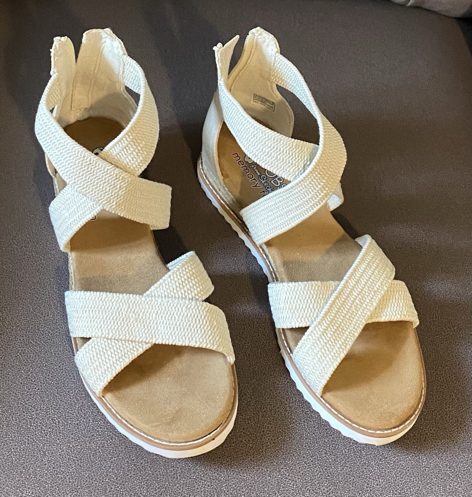 BOBS Desert Kiss Sandals Cream Memory Foam Footbed Women’s Size 7.5