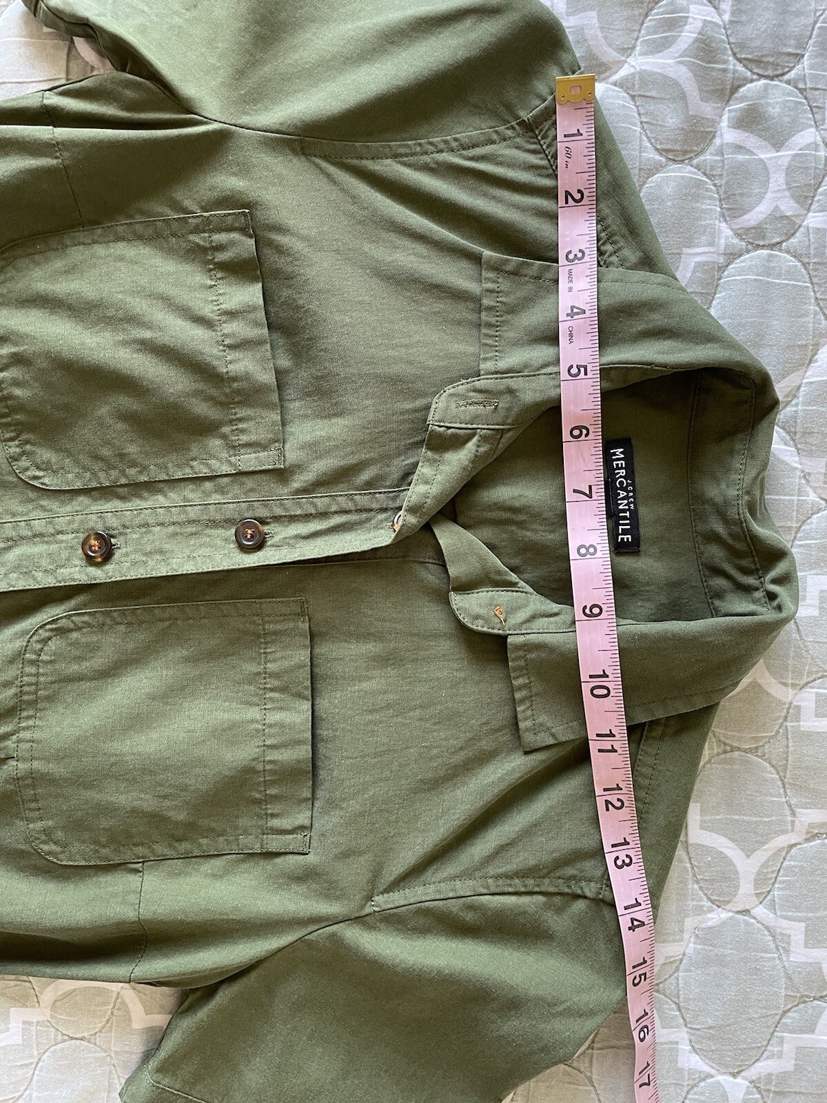 J. Crew Women’s Size 00 Green button up short sleeve Pockets Tie shirt dress