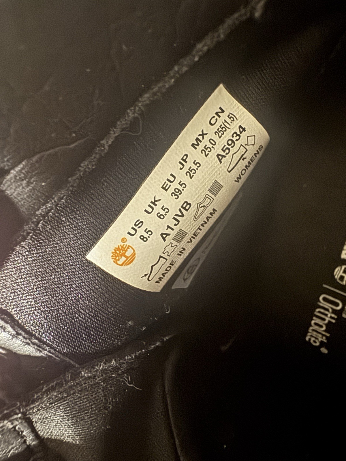 Timberland OrthoLite Black Lace-Up Ankle Bootie Leather Round Toe US 8.5