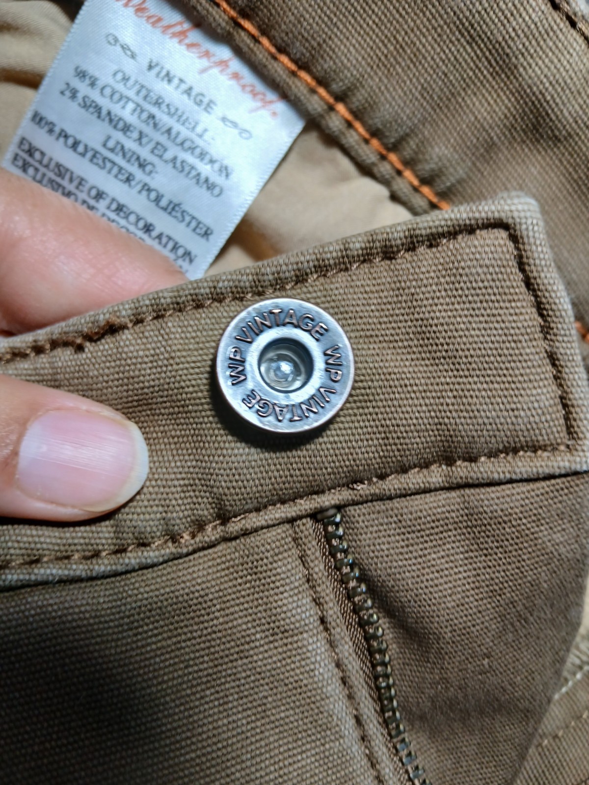 Weatherproof Vintage Men’s Regular Fit Brown Stretch Canvas Pants 40W Straight