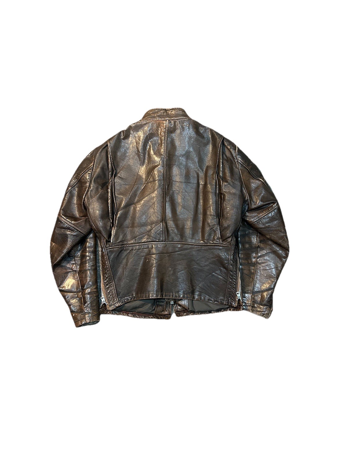 Cafe Racer Vintage 50s/60s Brown Leather Jacket Size 40 SERVAL Zipper