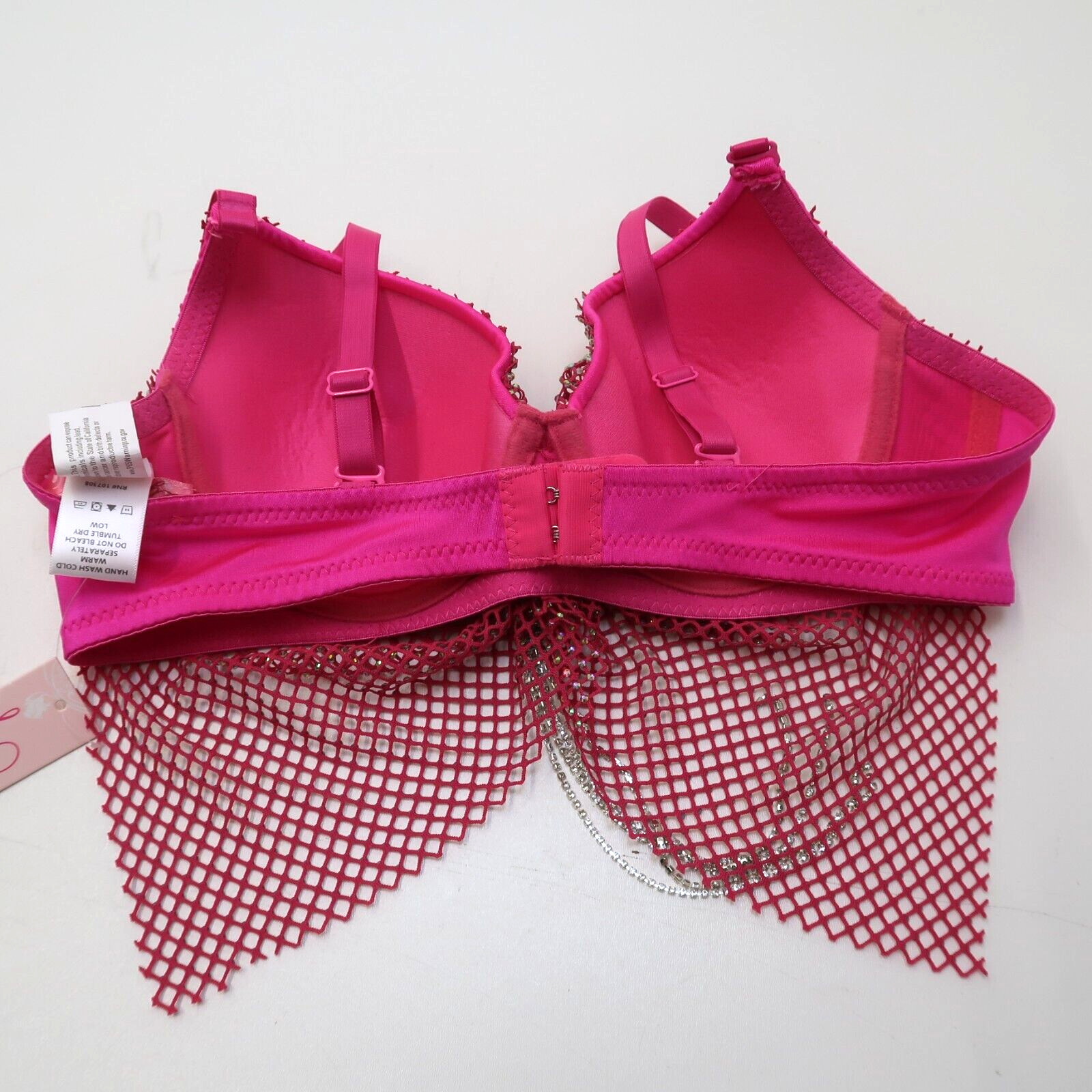 Lydia USA Crystal Rhinestone Tassel Glam Pink Bustier Crop Top Size Small Dance