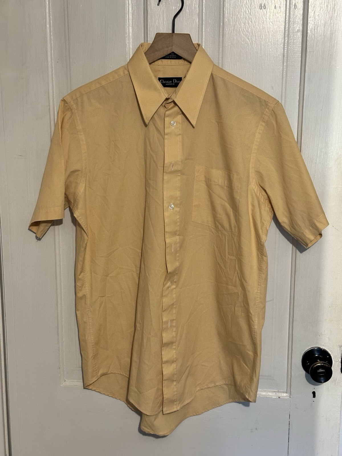 Christian Dior Monsieur Short Sleeve Shirt Button Up Size 15 1/2 Unisex Vintage