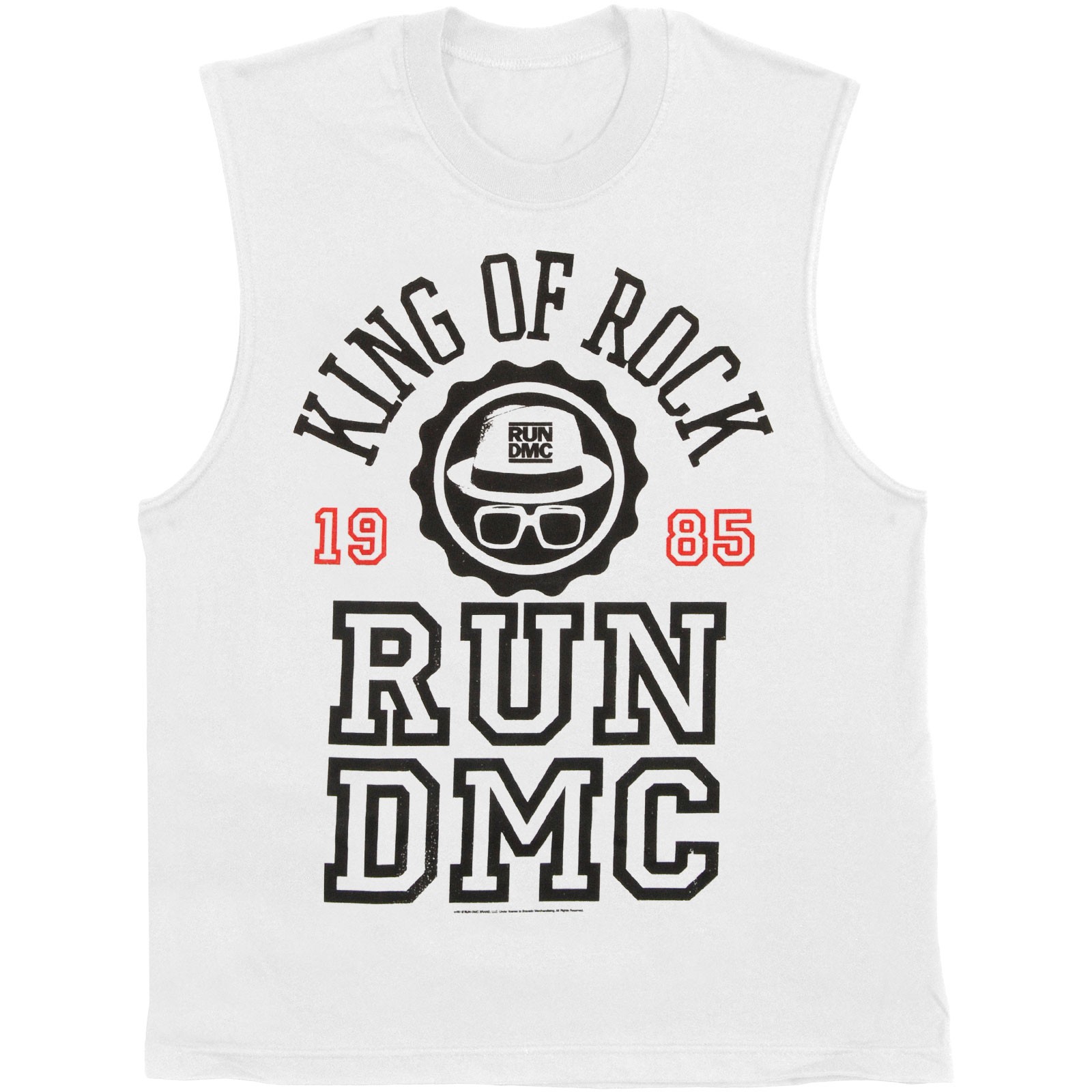 Men’s Run DMC King Of Rock Mens Tank Small White