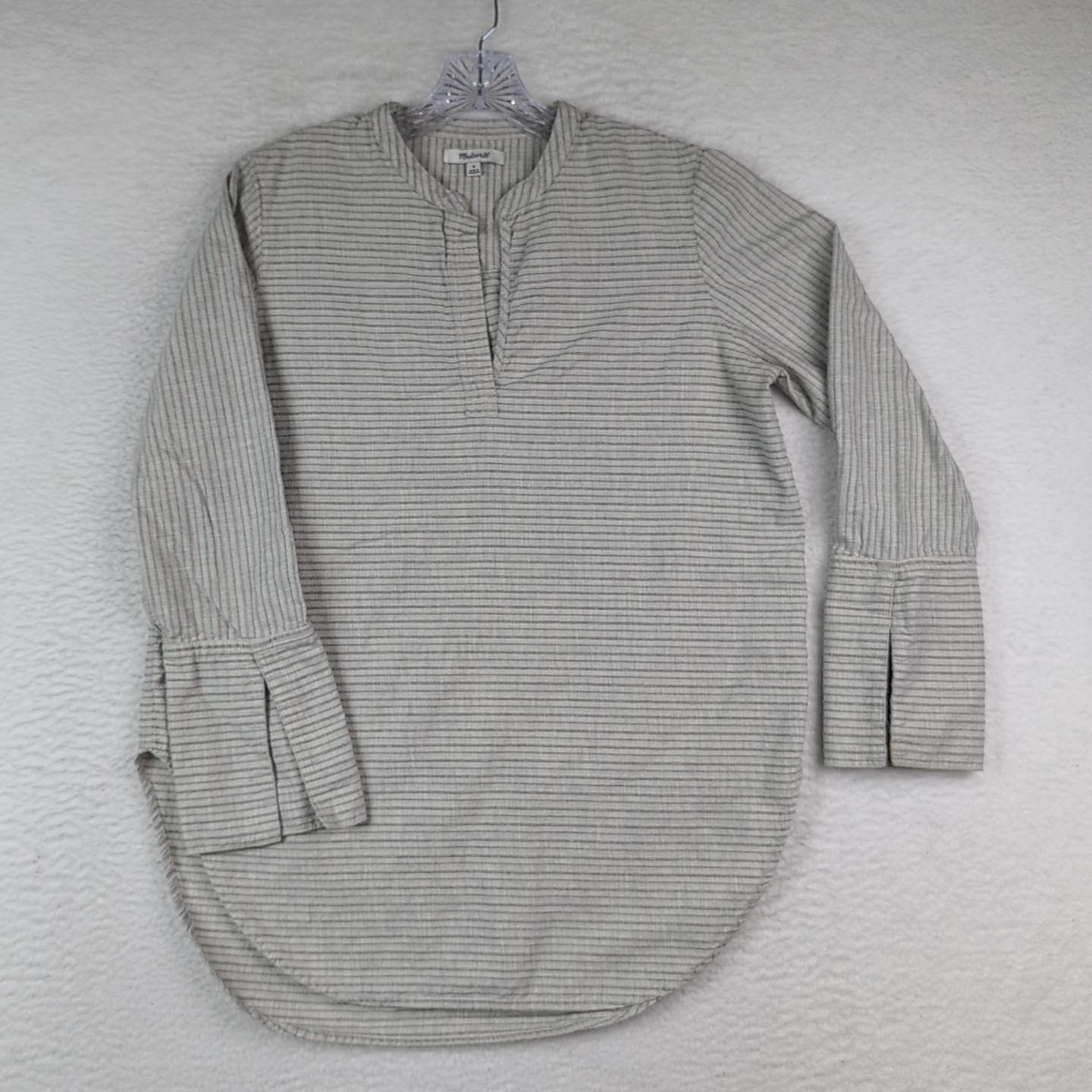 Madewell Split Cuff Tunic Top Striped Long Sleeve Weathered Concrete Women’s M