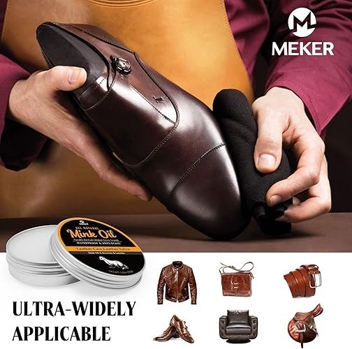 MEKER Mink Oil for Leather Boots, Leather Conditioner and Cleaner 3.52 oz-All-Na