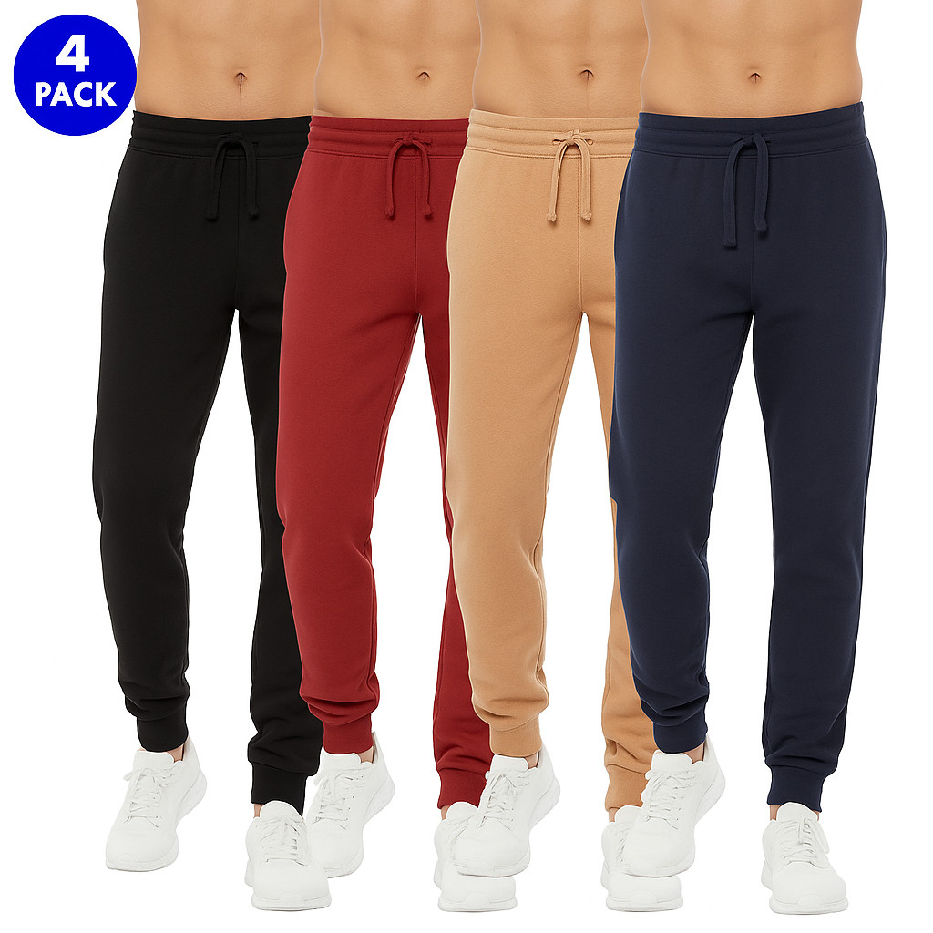 4 PACK: Men’s French Terry Slim Fit Casual Jogger Sweatpants With Sizes S-XXL