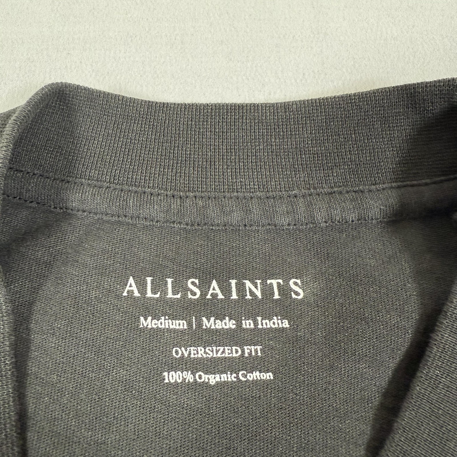 All Saints Shirt Mens Medium Black Oversized Snake Heart Tee Organic Cotton Gym