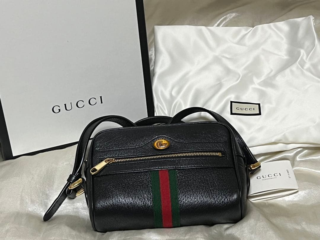 GUCCI Ophidia GG Shoulder Bag Black with Box Gift Present 0614b