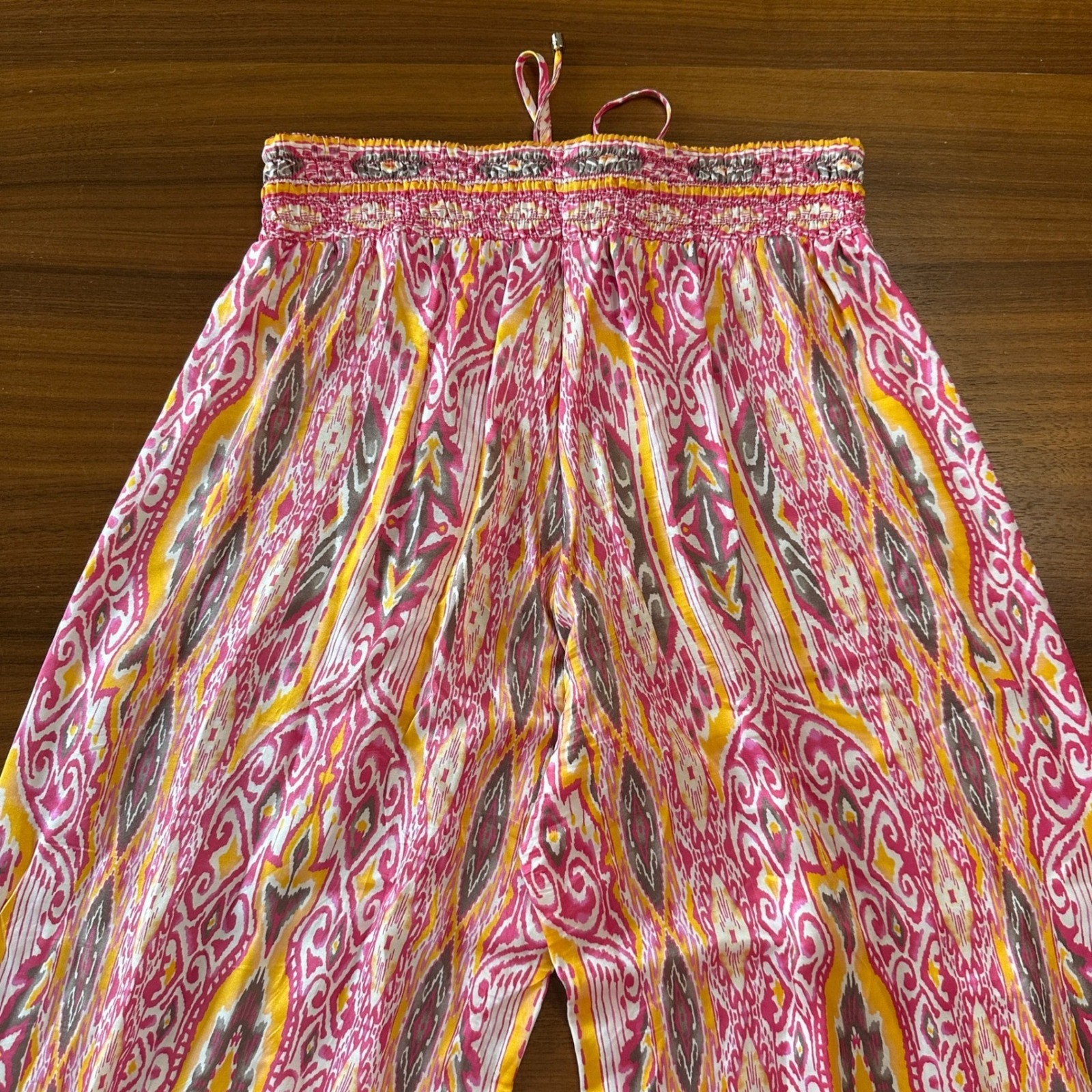 Hale Bob Wide Leg Silk Blend Palazzo Pants Small Paisley Ikat Resort Boho Beach