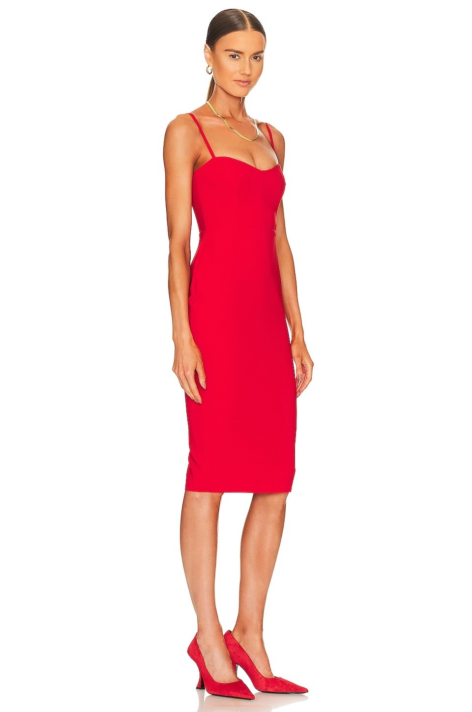 NWT $219 NOOKIE “Allure” Sleeveless Midi Pencil dress – Cherry Red – Medium M