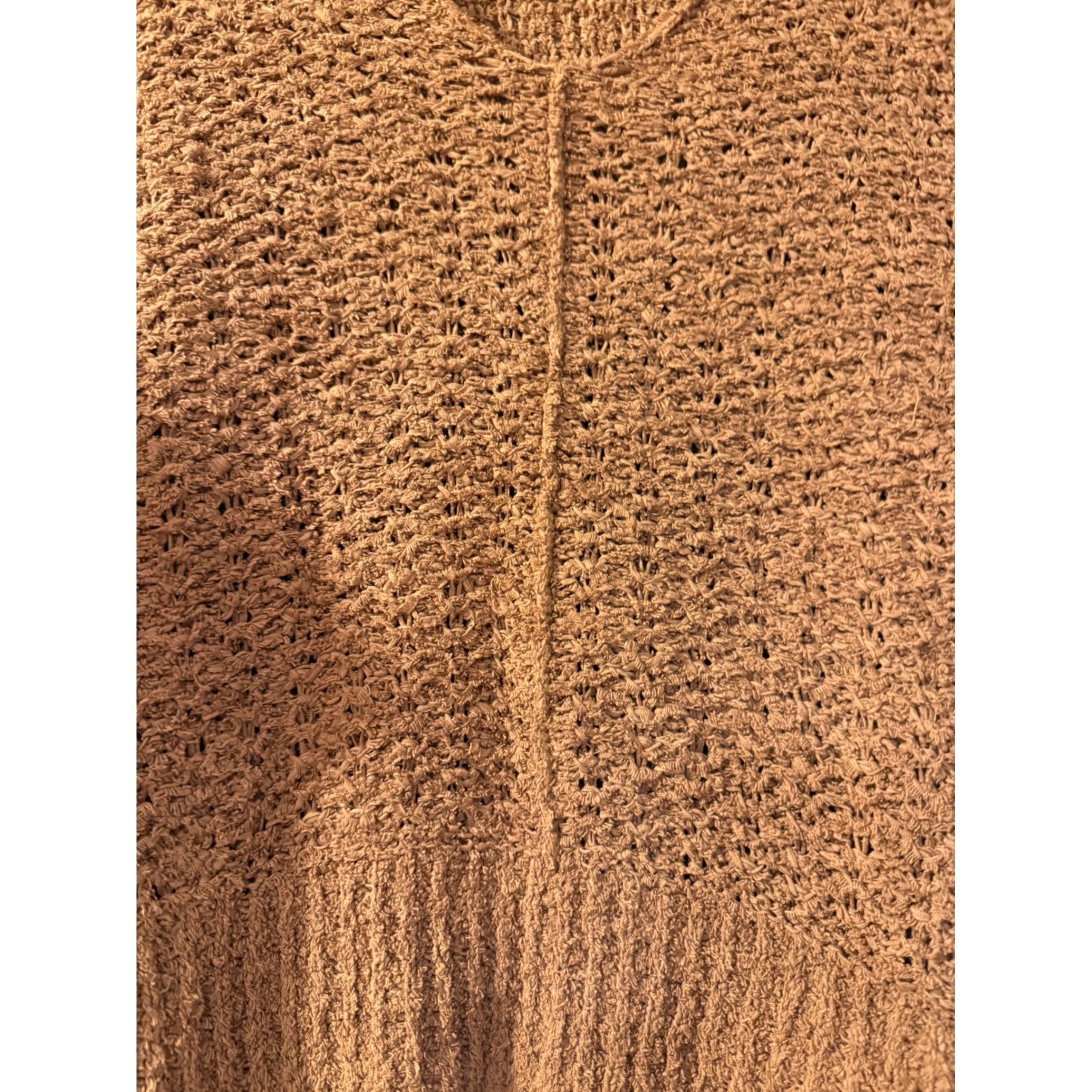 Time and Tru Womens Brown Popcorn Knit V-Neck Pullover Sweater Size Large 12-14