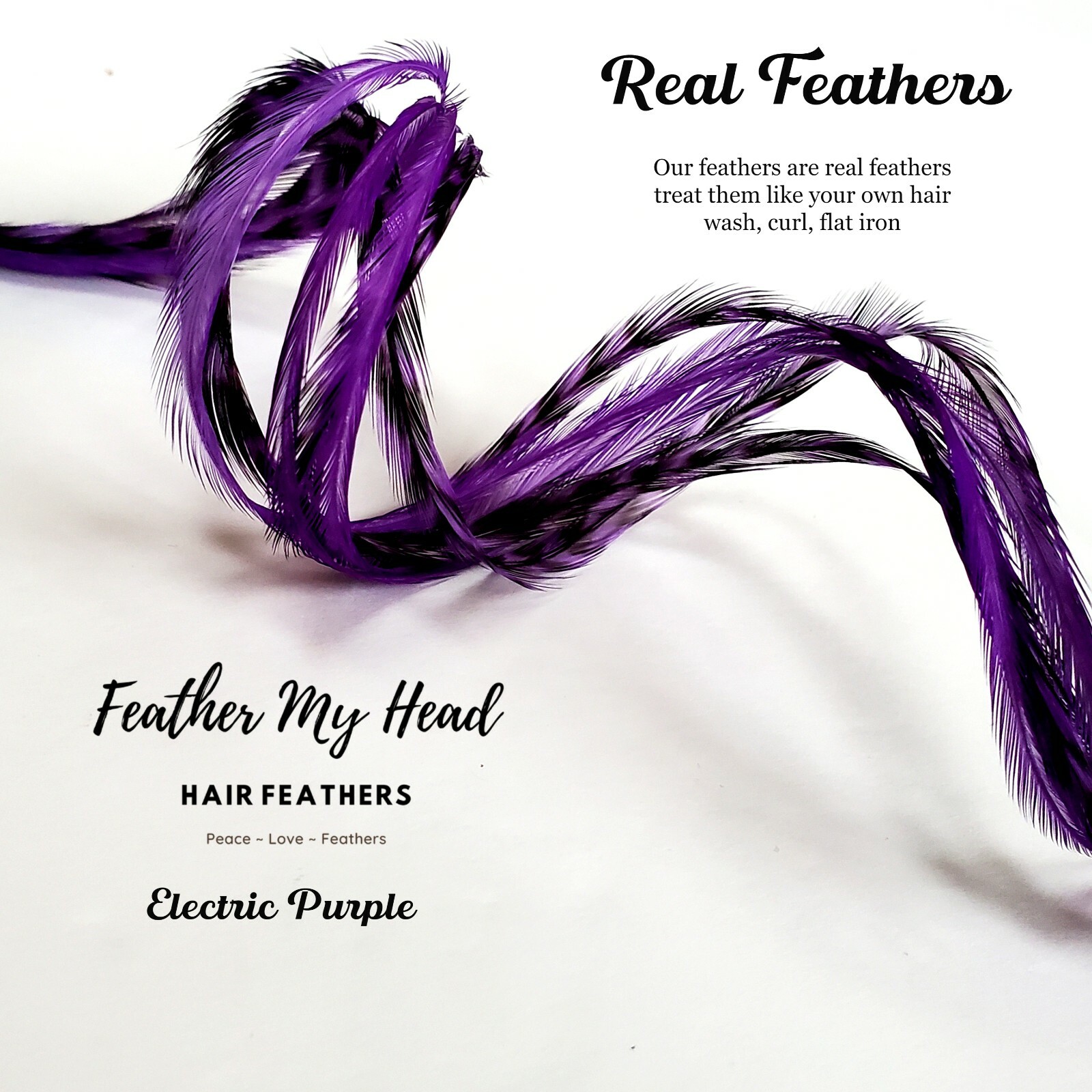 Feather Hair Extension Kit, (6) Long Hair Feathers – Electric Purple