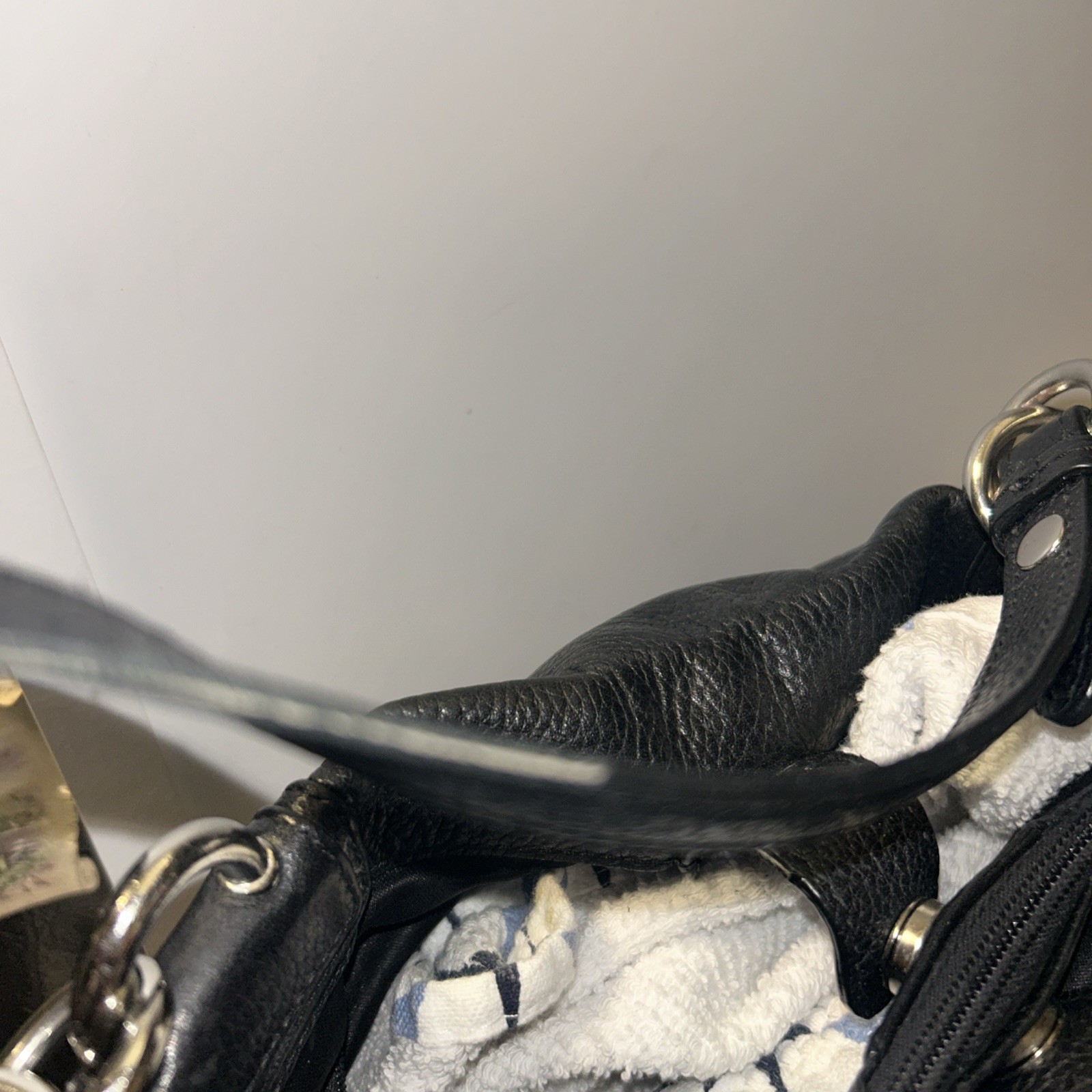 Coach F16531 Penelope Black Pebbled Leather Silver Detail Satchel Handbag