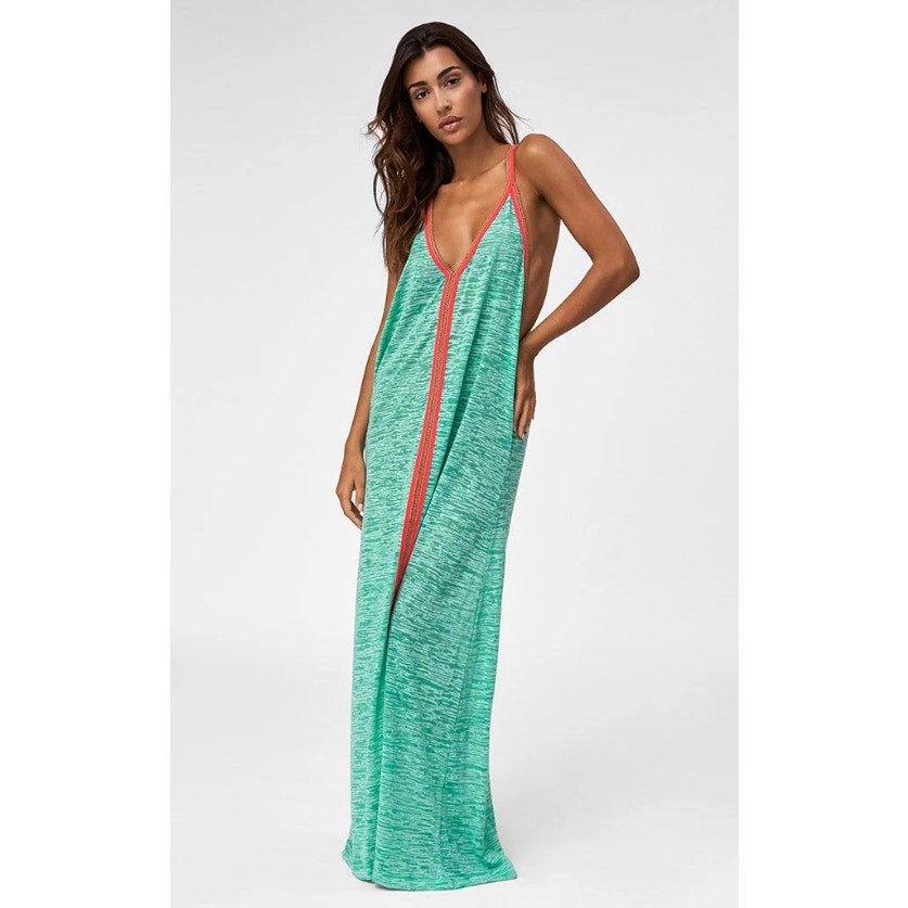 PITUSA Inca Sundress Mint Relaxed Halter Neck Summer Maxi Coverup Women’s OS