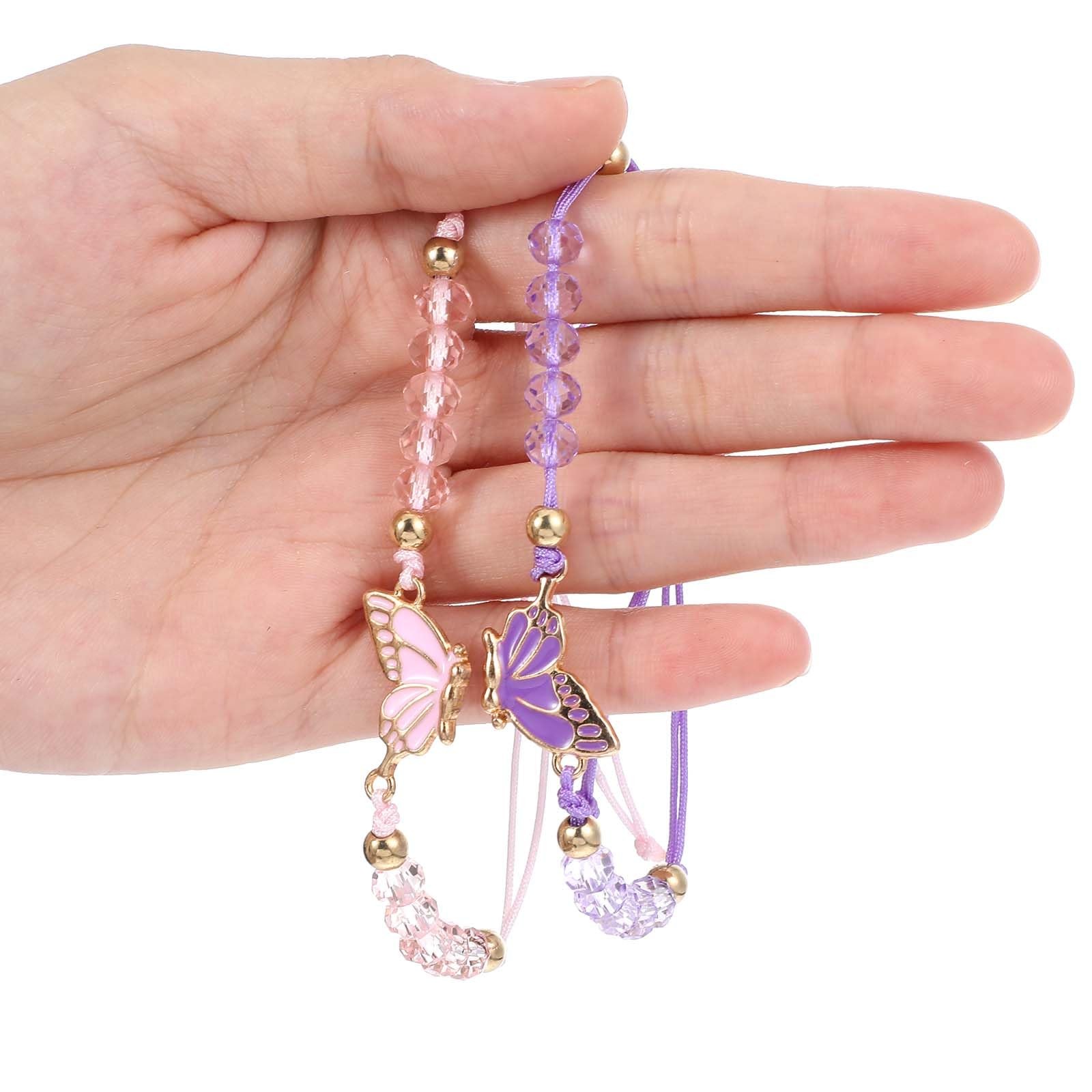 simarro 2pcs Matching Bracelets, Butterfly 27cm/10.63in, Pink + Purple