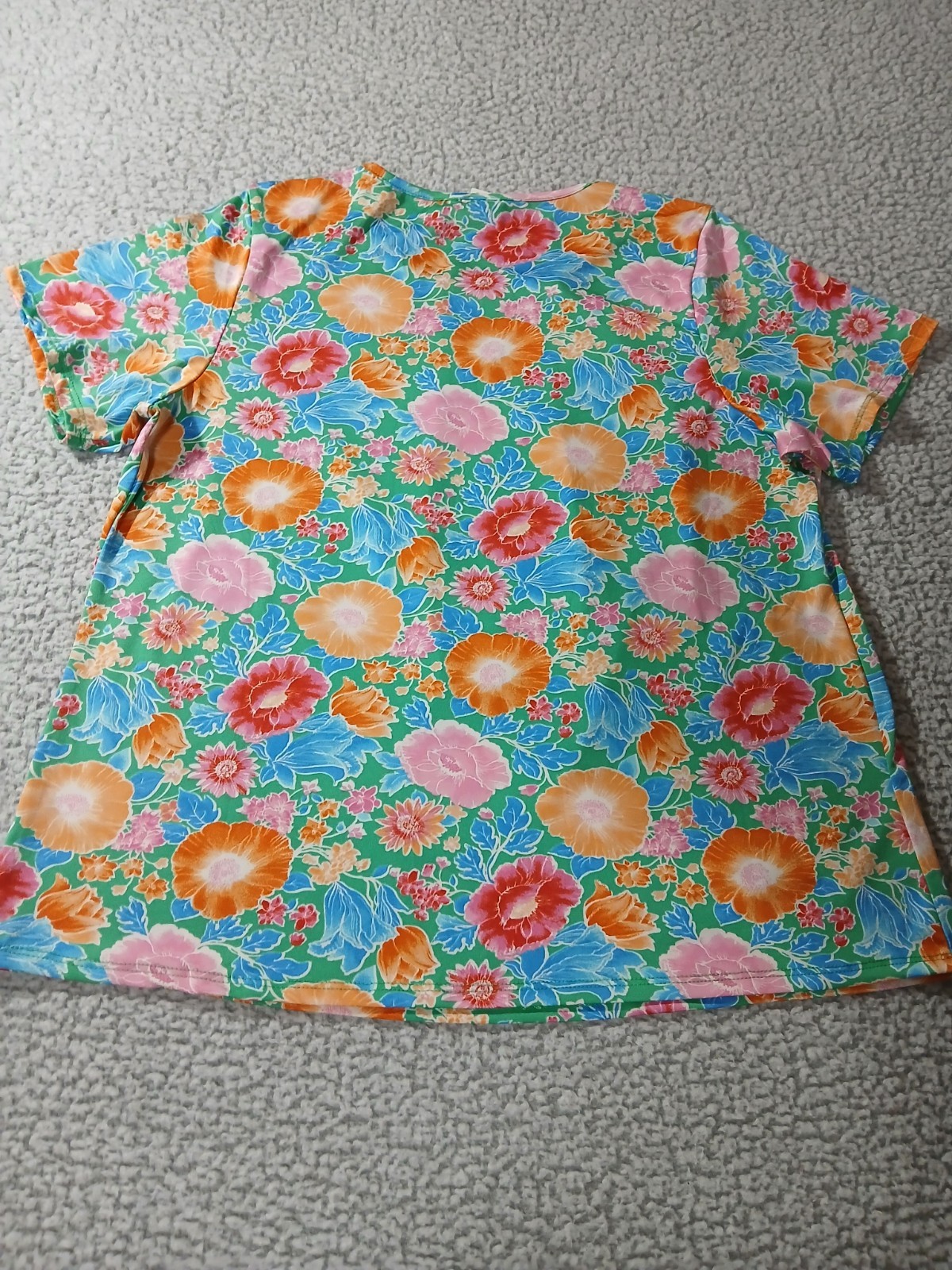 Wrapper Womens Blouse Large Multicolor Keyhole Neckline Short Sleeve