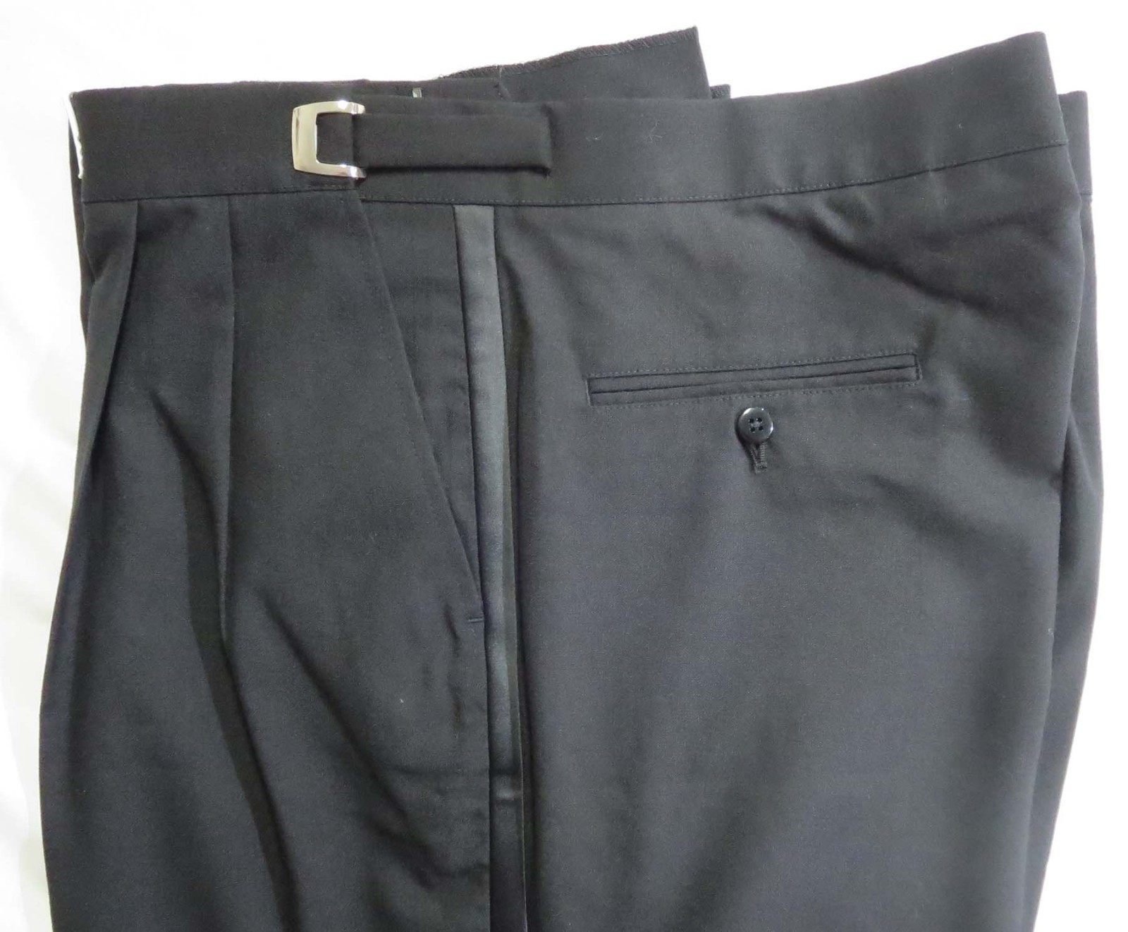 27 28 29 Adjustable Waist Mens Black Wool Traditional Tuxedo Pants Tux Trousers