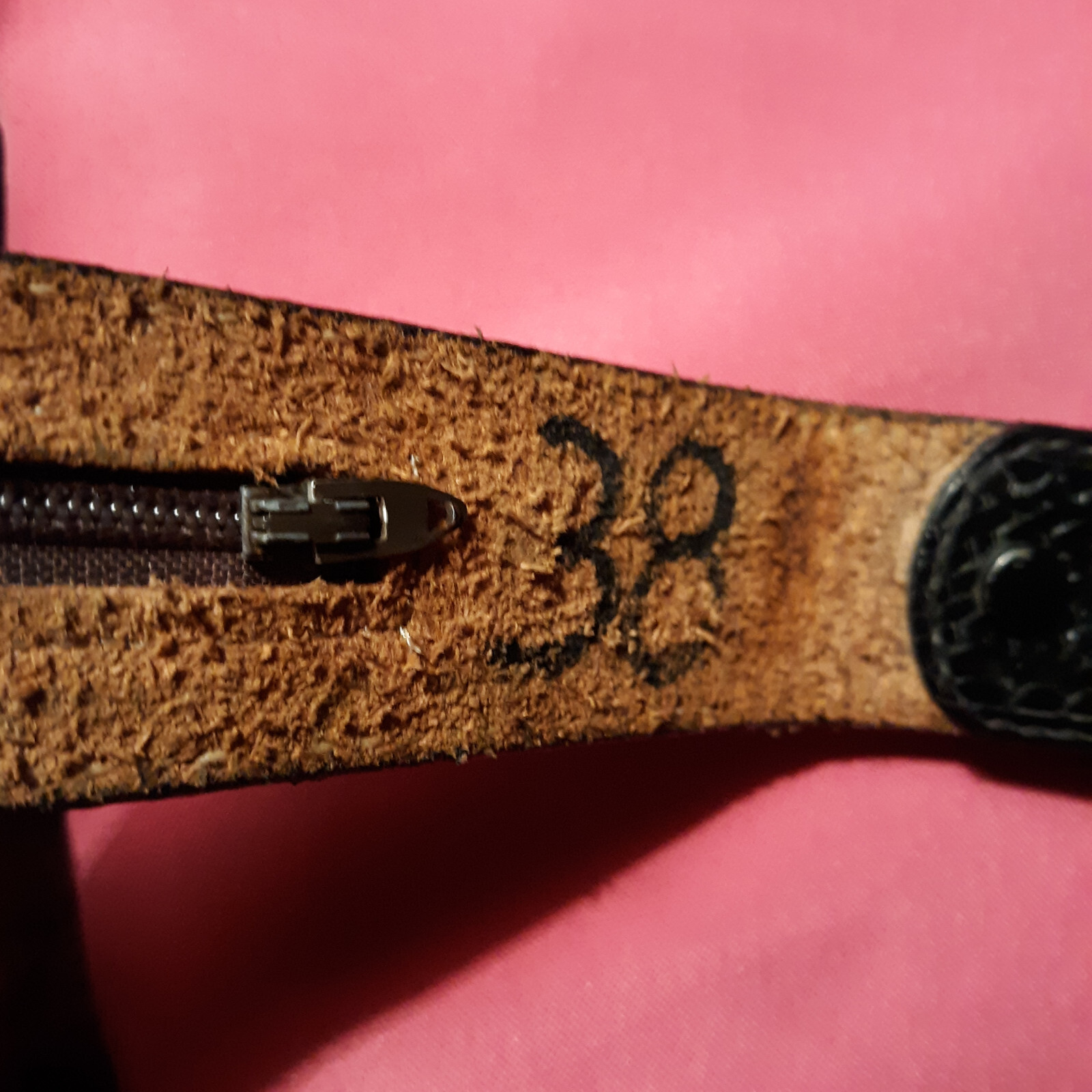VTG DunDee Tooled Leather Zip $$ Belt 80sRainTree Buckle Eagle “Bare Arms”Sz 38