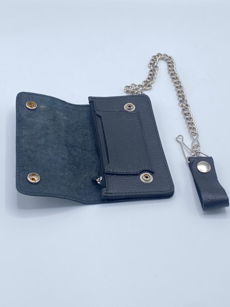 Men’s Genuine Leather Motorcycle Chain Wallet with Belt Loop Hook