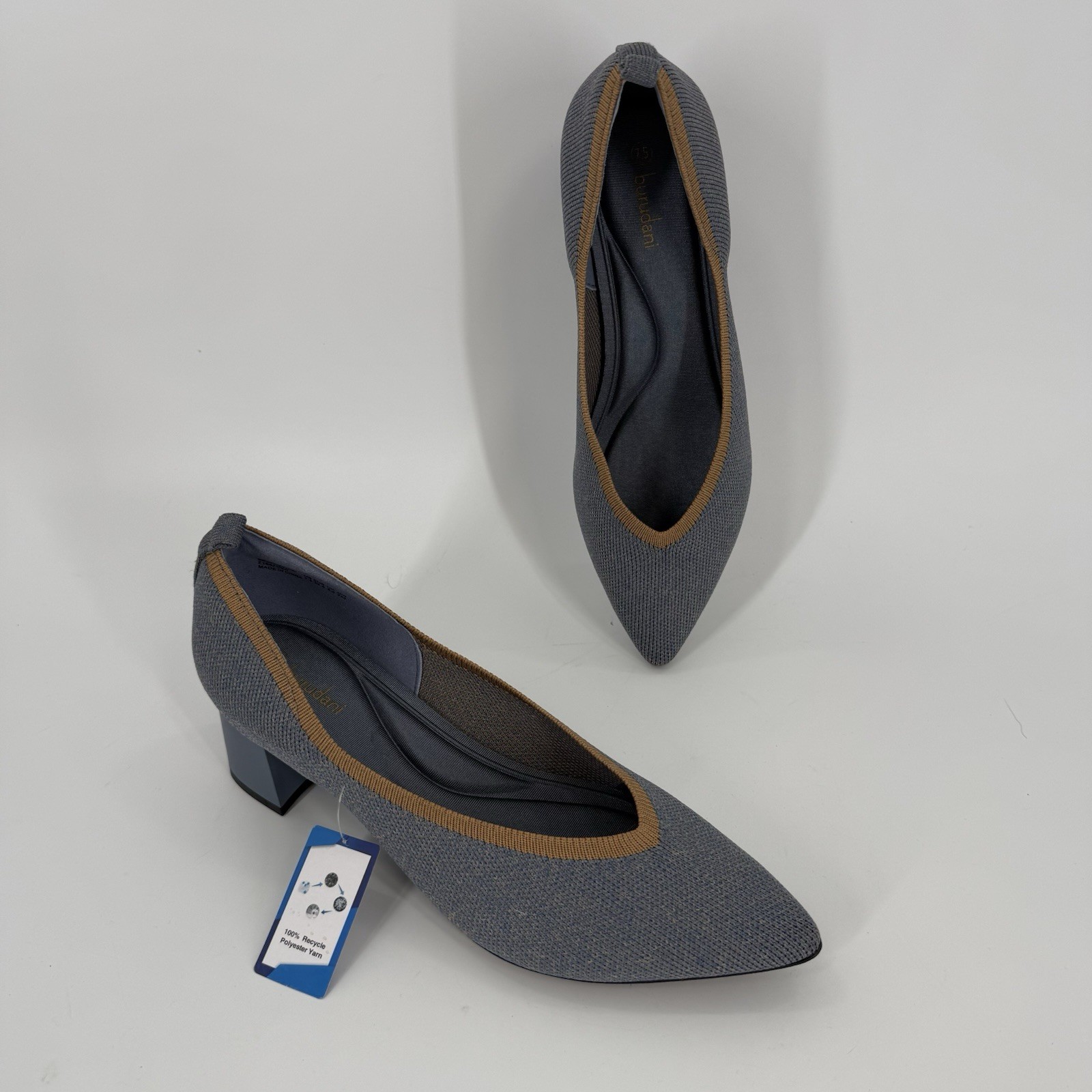 Burudani Women 7.5 Dress Pumps Pointed Toe Office Work Daily Wear Knit Pump
