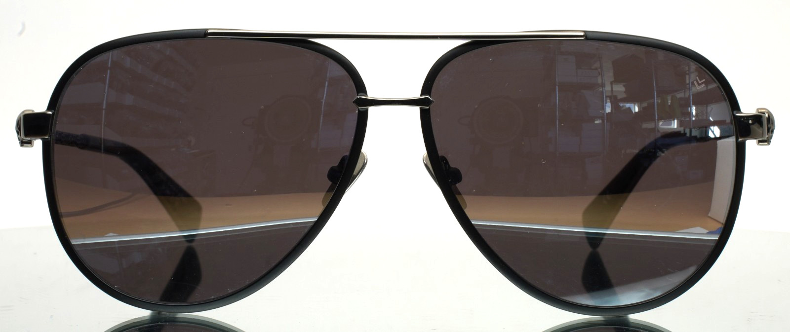 JOHN VARATOS V546 Black Gunmetal Mens Aviator Mirror Sunglasses 63-13-145 B:54