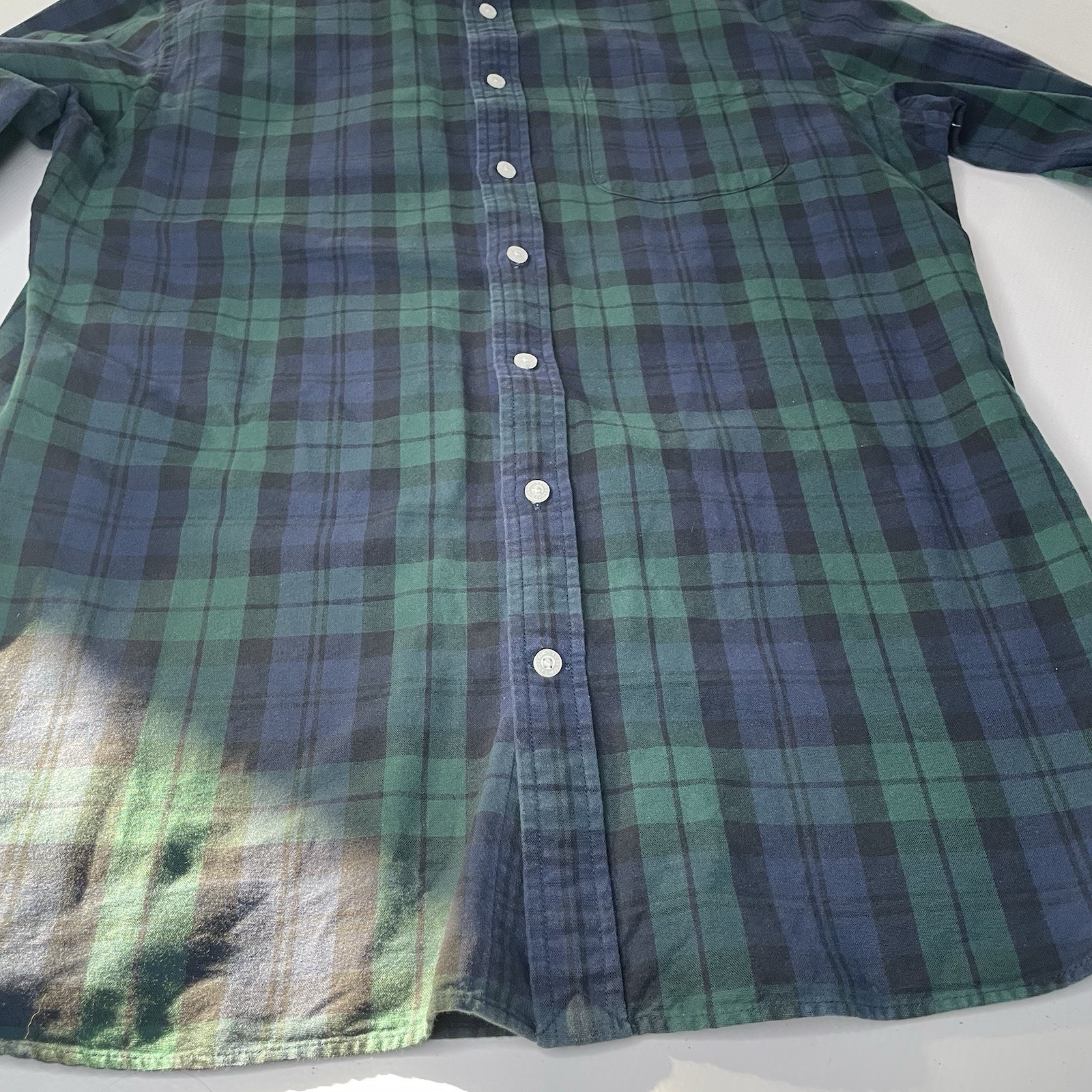 Lands’ End Sail Rigger Oxford Men’s M/T Plaid Cotton LS Button-Down Tailored