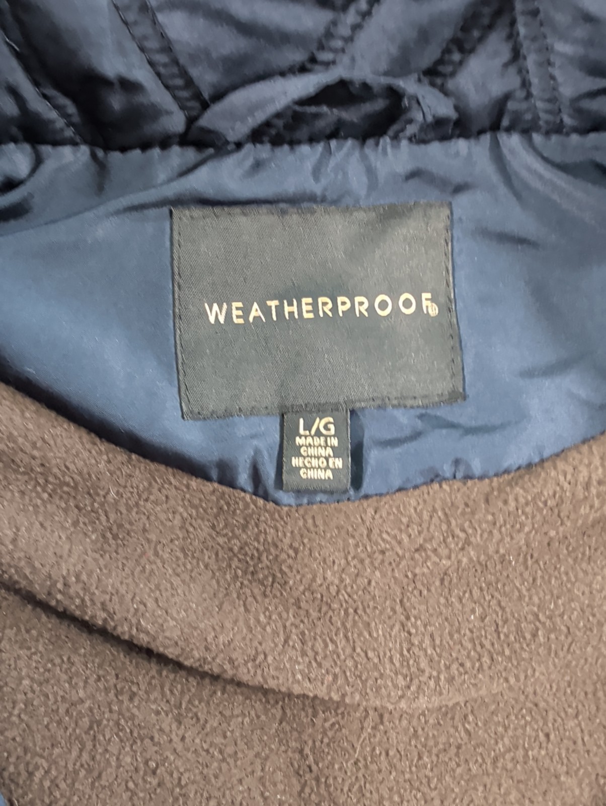 Weatherproof Fleece Lined Quilted Vest Full Zip, Zip Pockets Adjustable Back L
