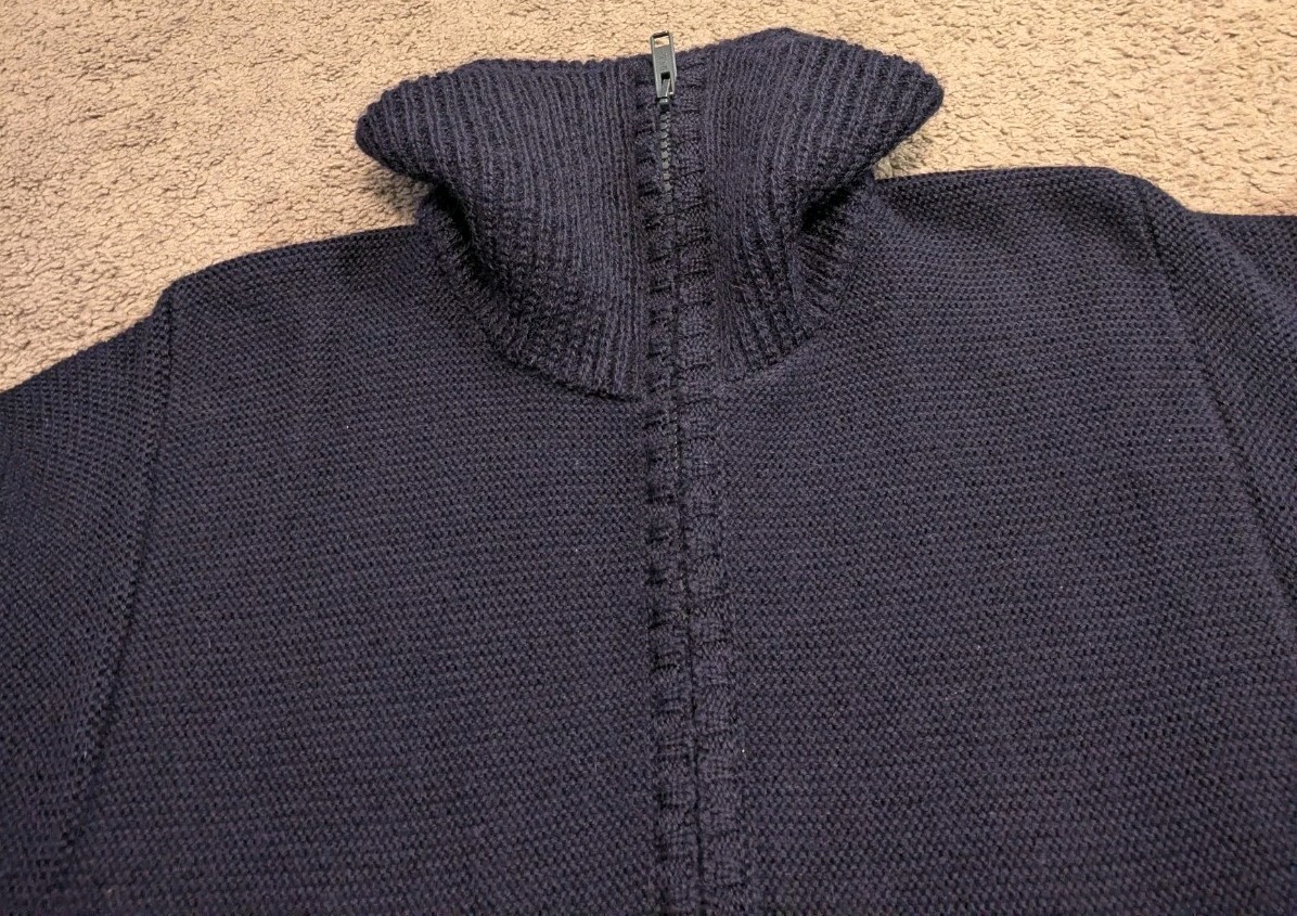 Vintage Guernsey Full Zip Navy Sweater British Fisherman Men’s Medium
