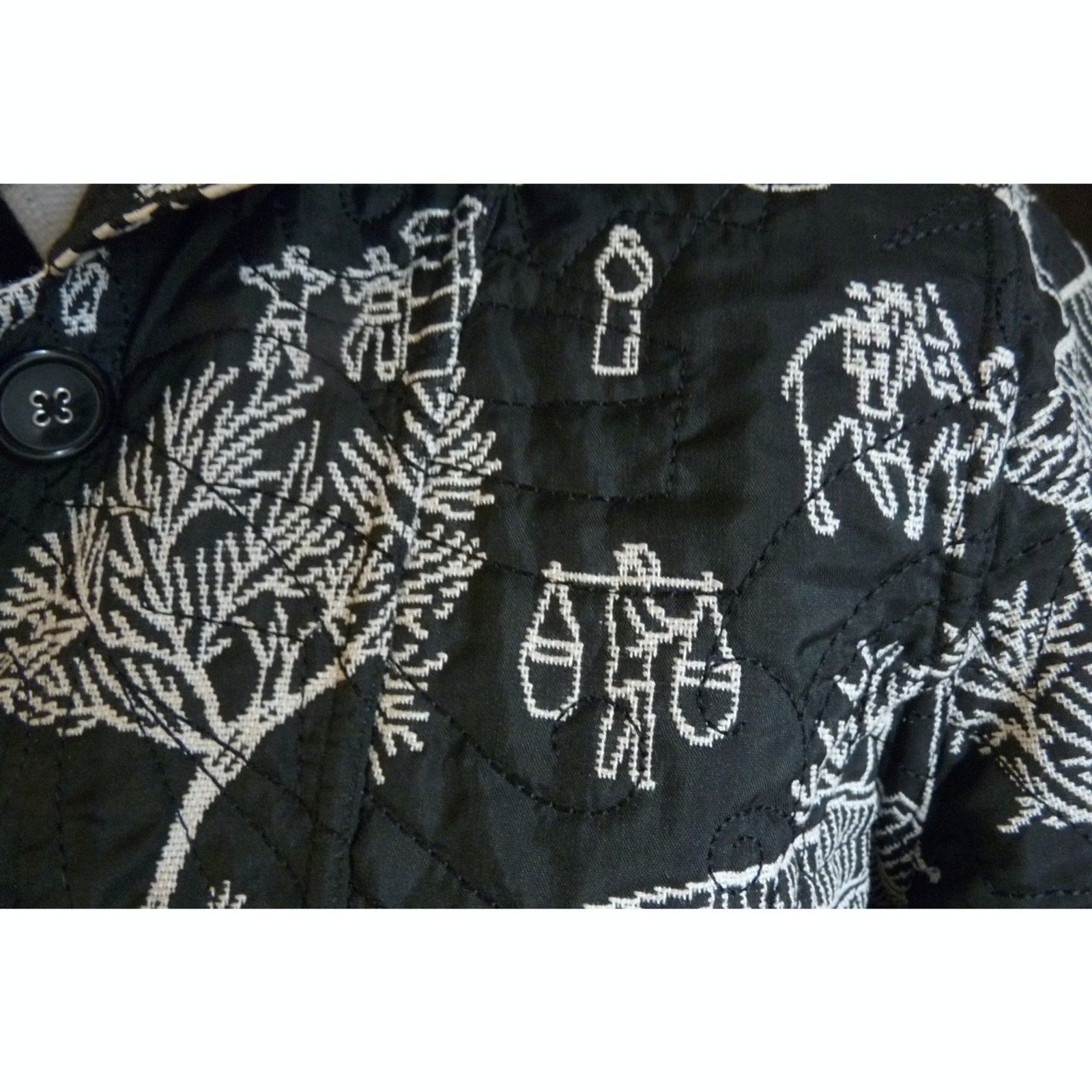 Reversible Quilted Light Fitted Jacket Animal Print & graphic embroidery sides L
