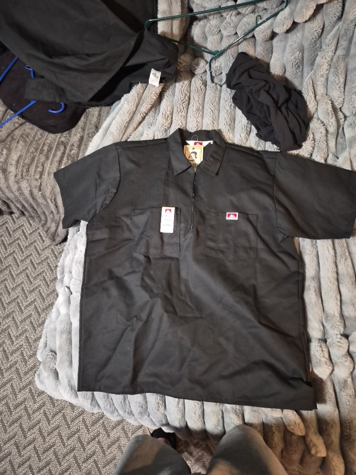 Ben Davis Quarter 1/4 Zip Shirt Black Mens Size XL classic work skate