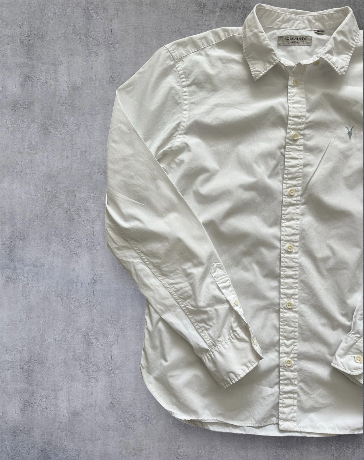 AllSaints Riviera LS Shirt White Cotton Button Up Men’s Size M Casual