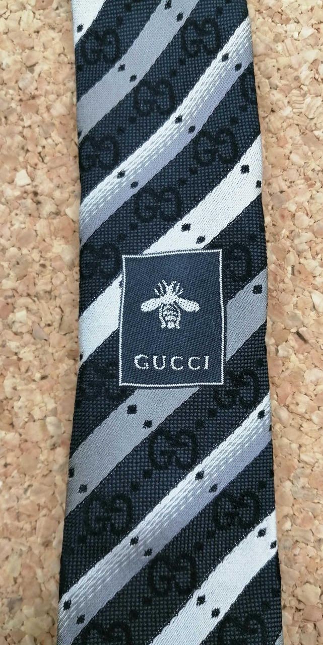 Gucci Tie Black X Beige 146cm Used