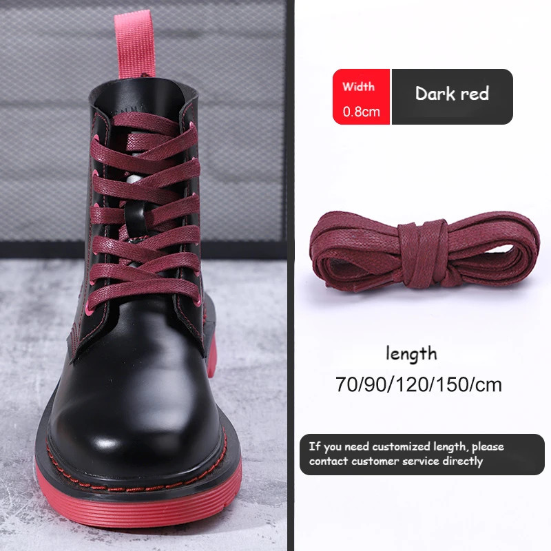 1 Pair Waxed Cotton Shoelaces 0.8CM Width Flat Waterproof Shoe Laces Unisex Boot