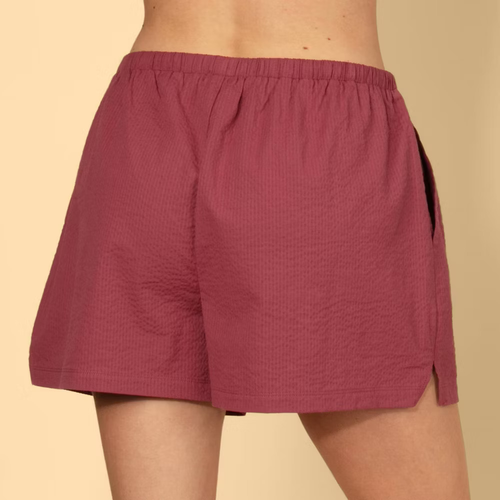 Solid & Striped Women Mid-Rise Drawstring Seersucker Pull-On Shorts –