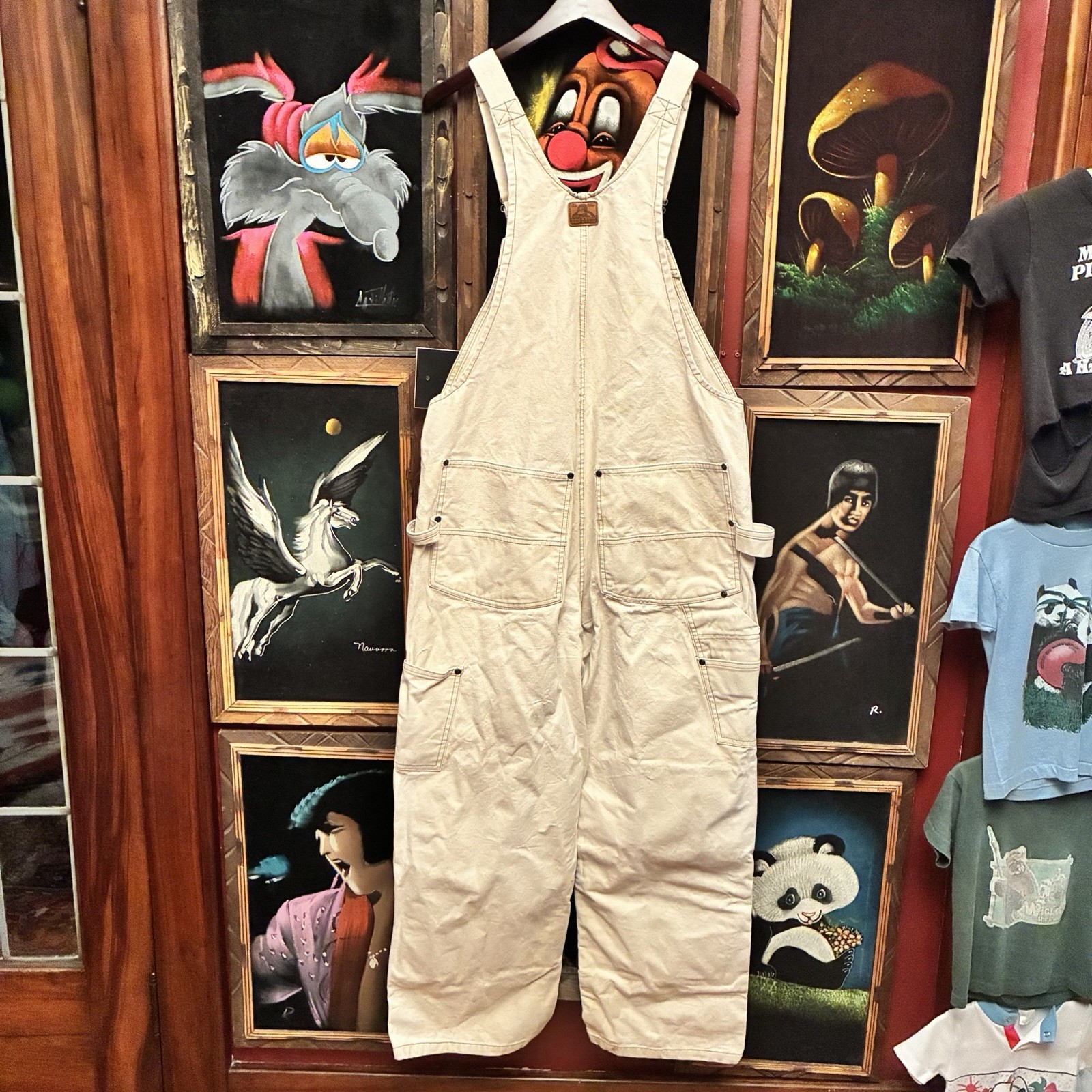 Vintage Ben Davis Distressed Double Knee Carpenter Work Wear Bib Overalls Sz 36
