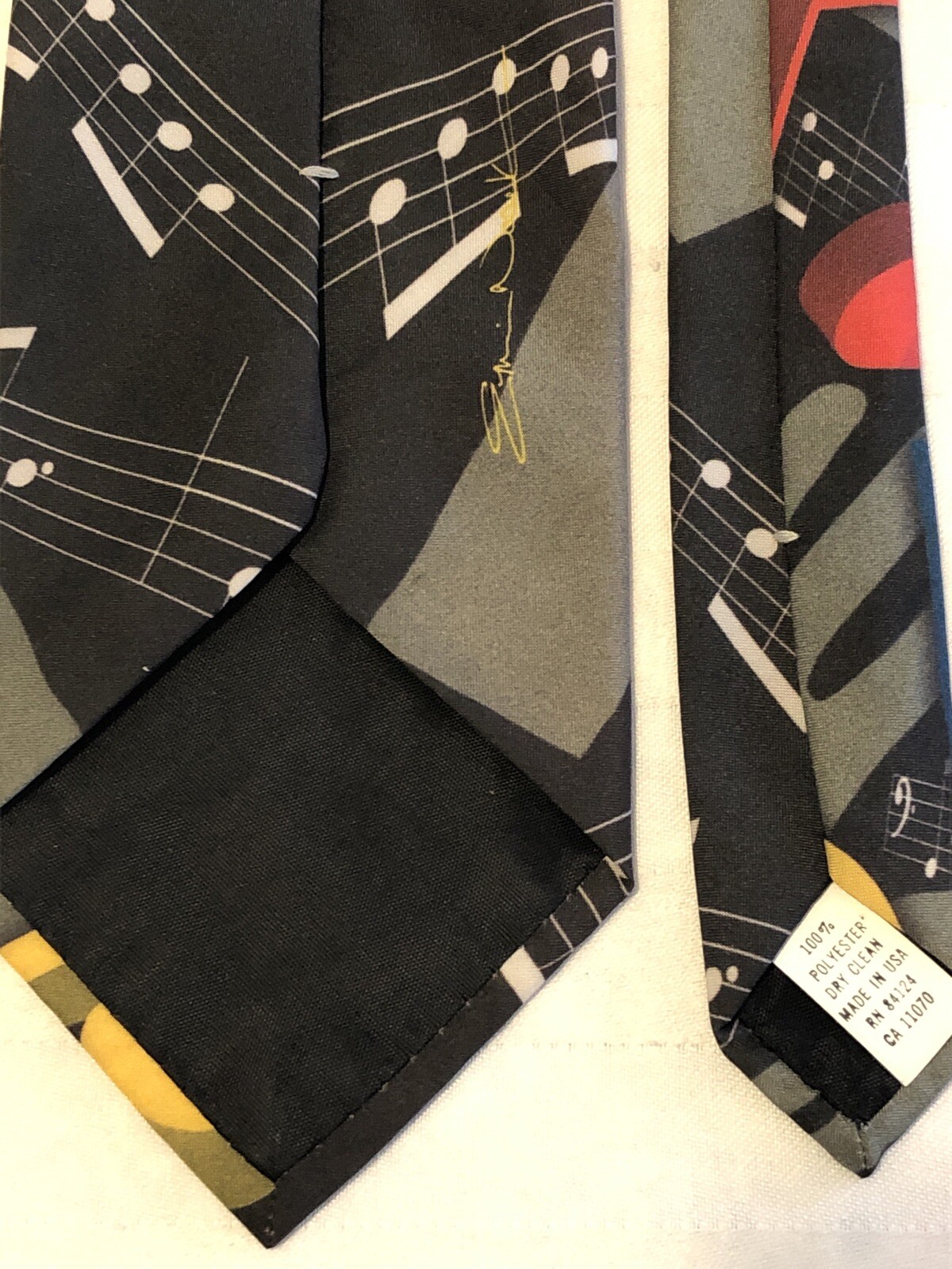 Ralph Marlin Music Tie “Musical Notes II” Black Multi-Color Necktie 56″x3.75