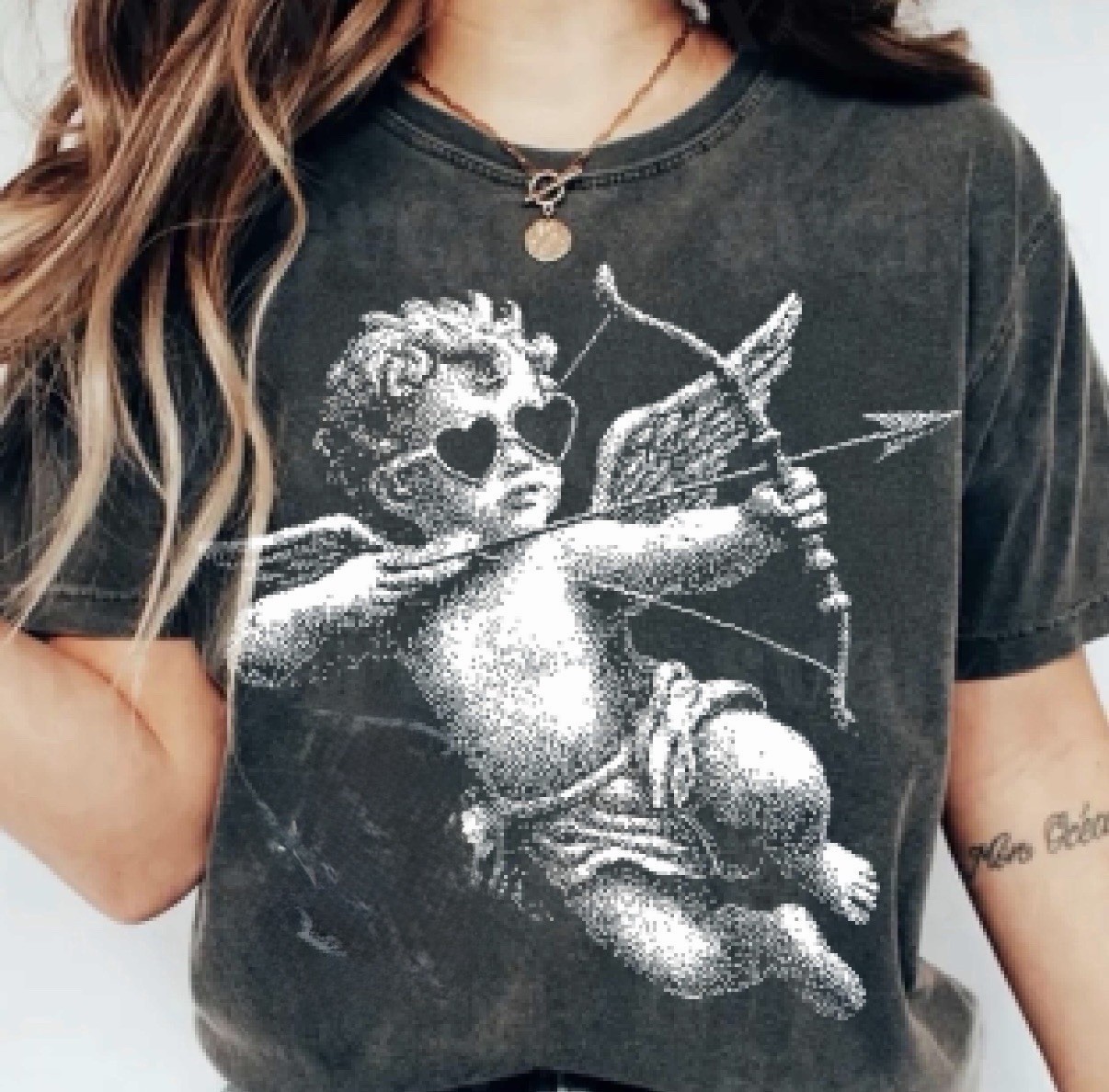 Valentines Halftone Cupid Love Hearts Custom Unisex T-Shirt Top Tee Size S-3XL